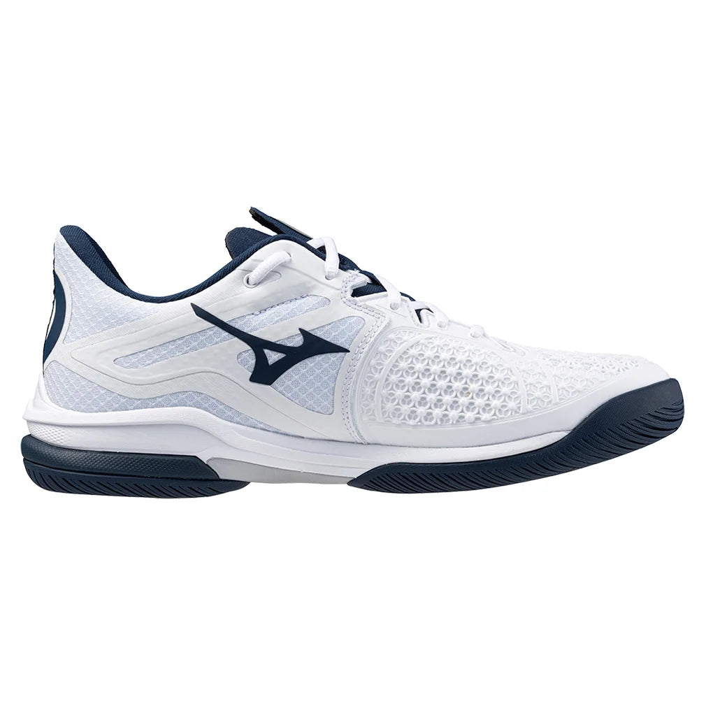 Men's Wave Exceed Tour 6 Clay Tennis Shoes - White & Dress Blue | Lightweight Performance Court Shoes for Clay & Hard Court Play