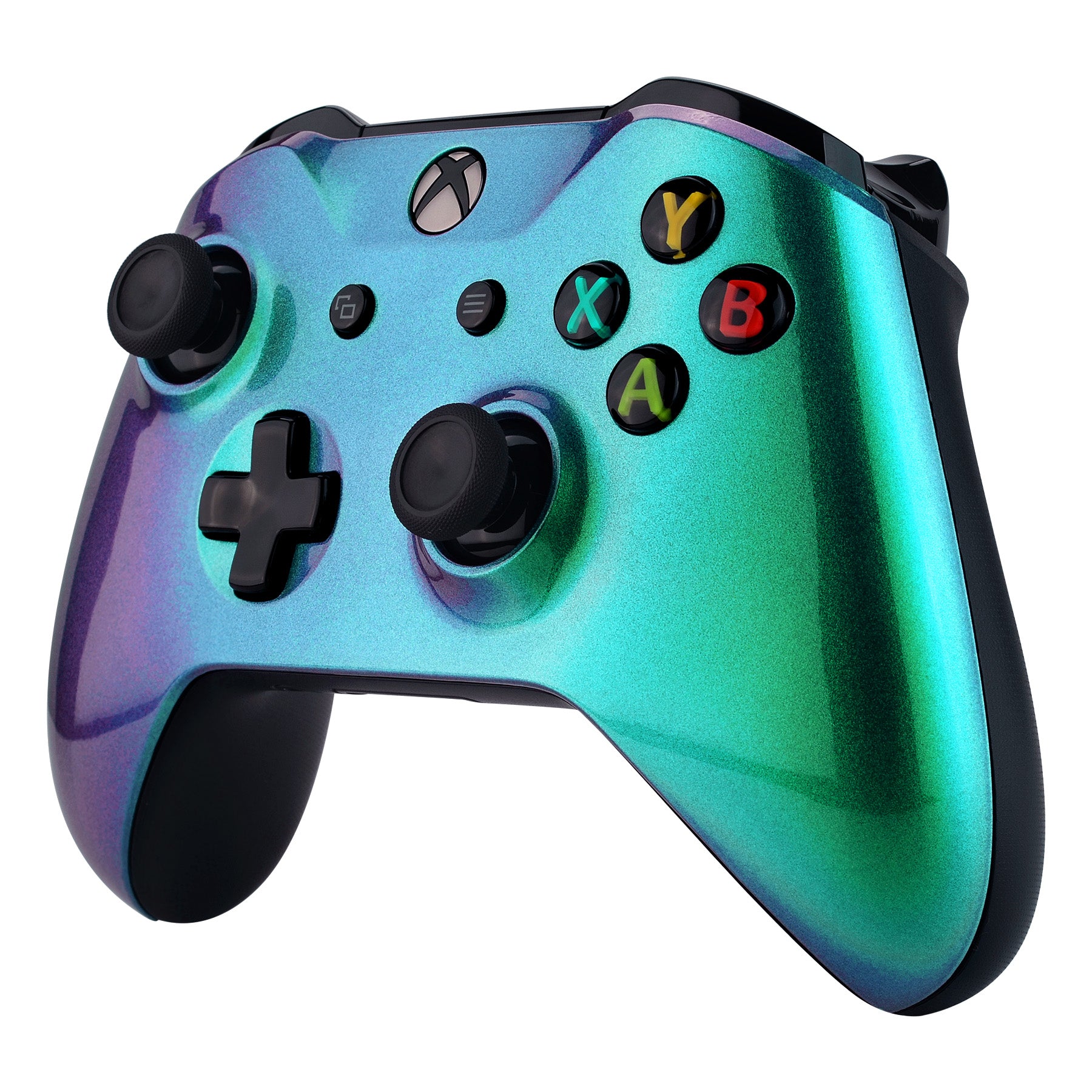 eXtremeRate Chameleon Green & Purple Faceplate Cover - Replacement Front Housing Shell Case for Xbox One X & One S Controller (Model 1708) - Perfect for Gaming, Customization & Controller Repair - SXOFP19