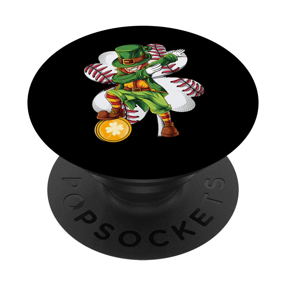 St. Patrick's Day Baseball Shirt with Dabbing Leprechaun & Clover Design | PopSockets Phone Grip & Stand for iPhone, Samsung & Tablets | Perfect for Parties, Irish Celebrations & Everyday Use