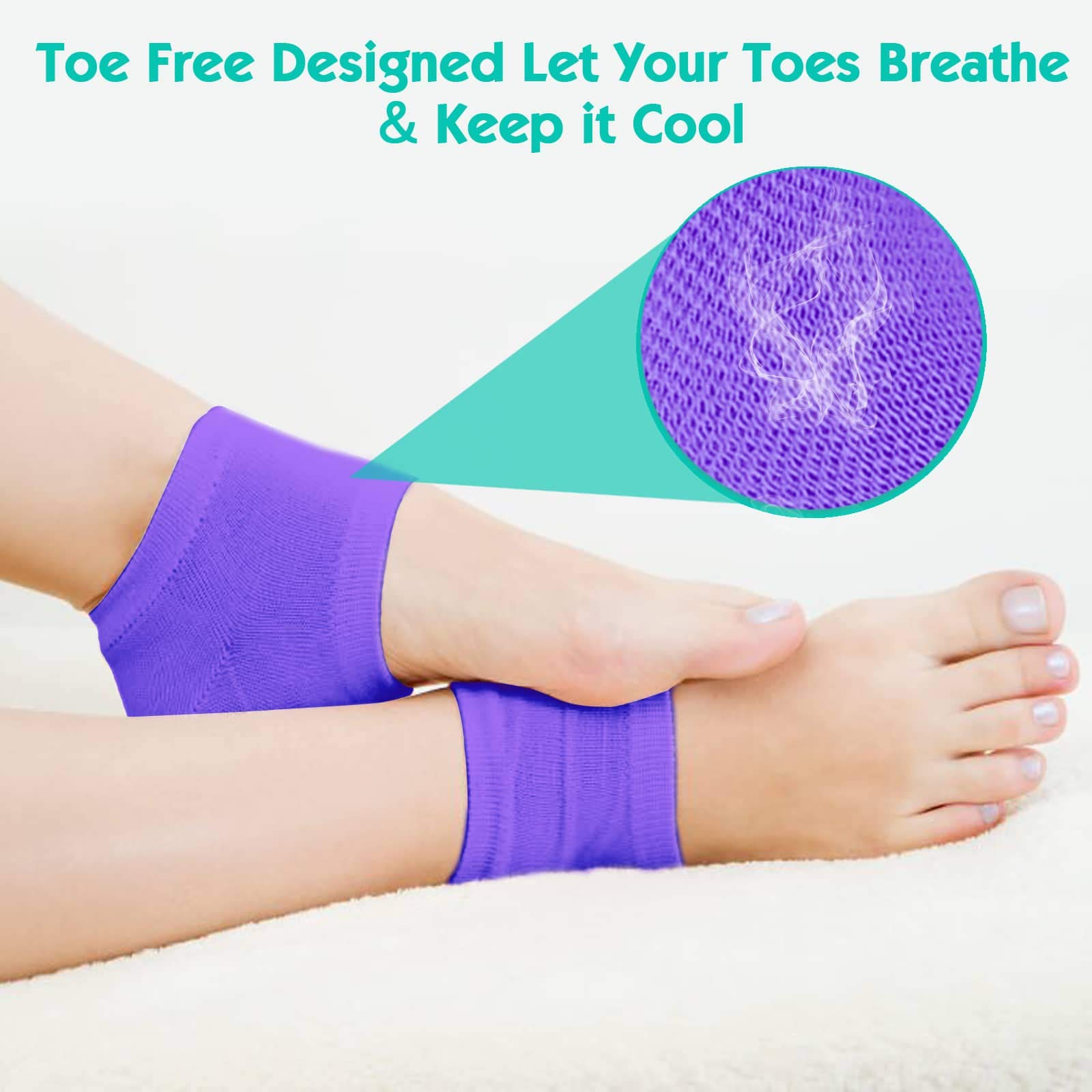 Selizo 6 Pairs Moisturizing Open Toe Socks for Women - Cracked Heel Repair Gel Socks for Dry, Hard Feet - Soft Foot Care with 6 Color Options - Perfect for Overnight Treatment, Pedicures & Relaxation