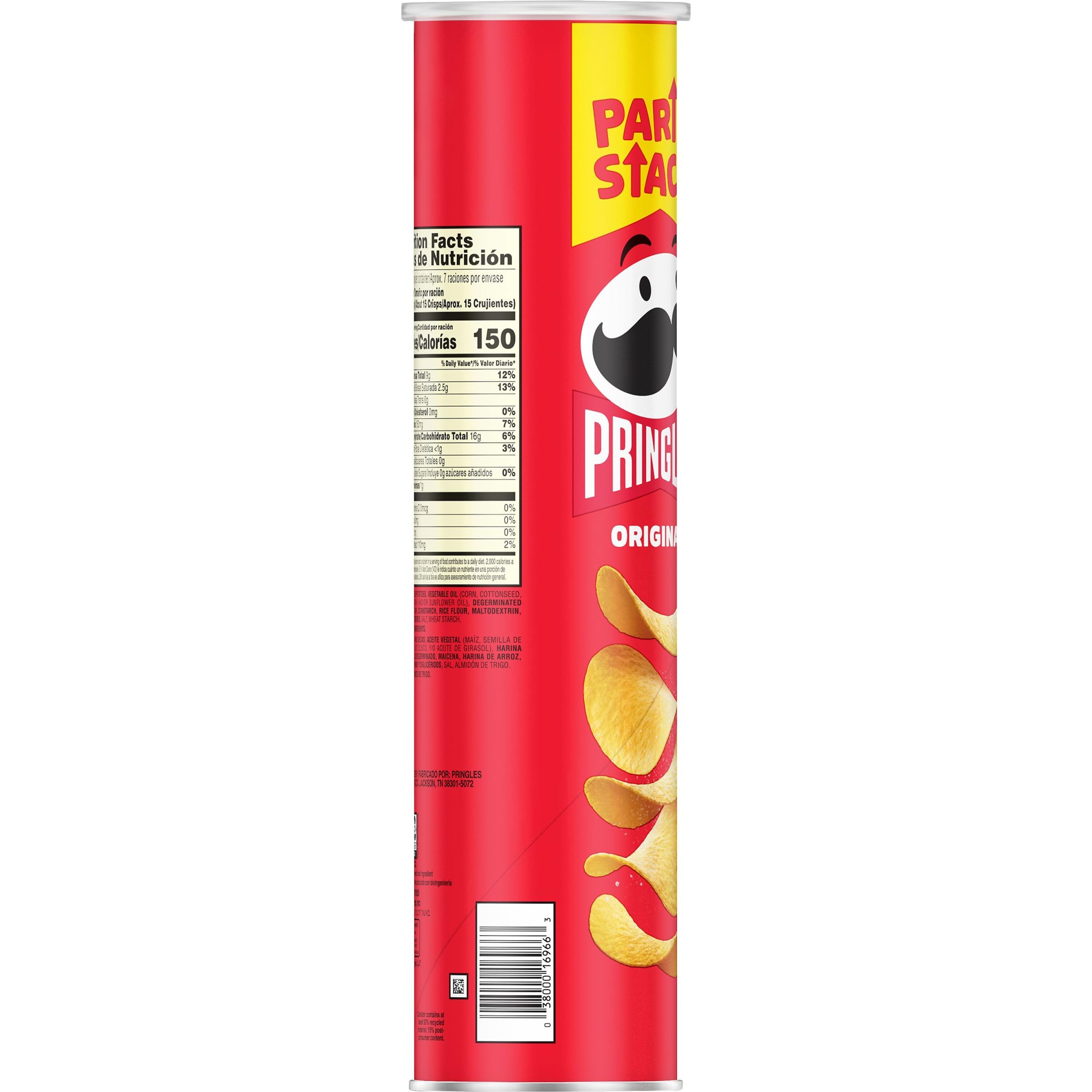 Pringles Original Potato Crisps Chips - 6.8oz Can (Pack of 1) | Crunchy Snacks for Lunch, Travel & Parties | Perfect On-the-Go Snack for Work, School & Social Gatherings