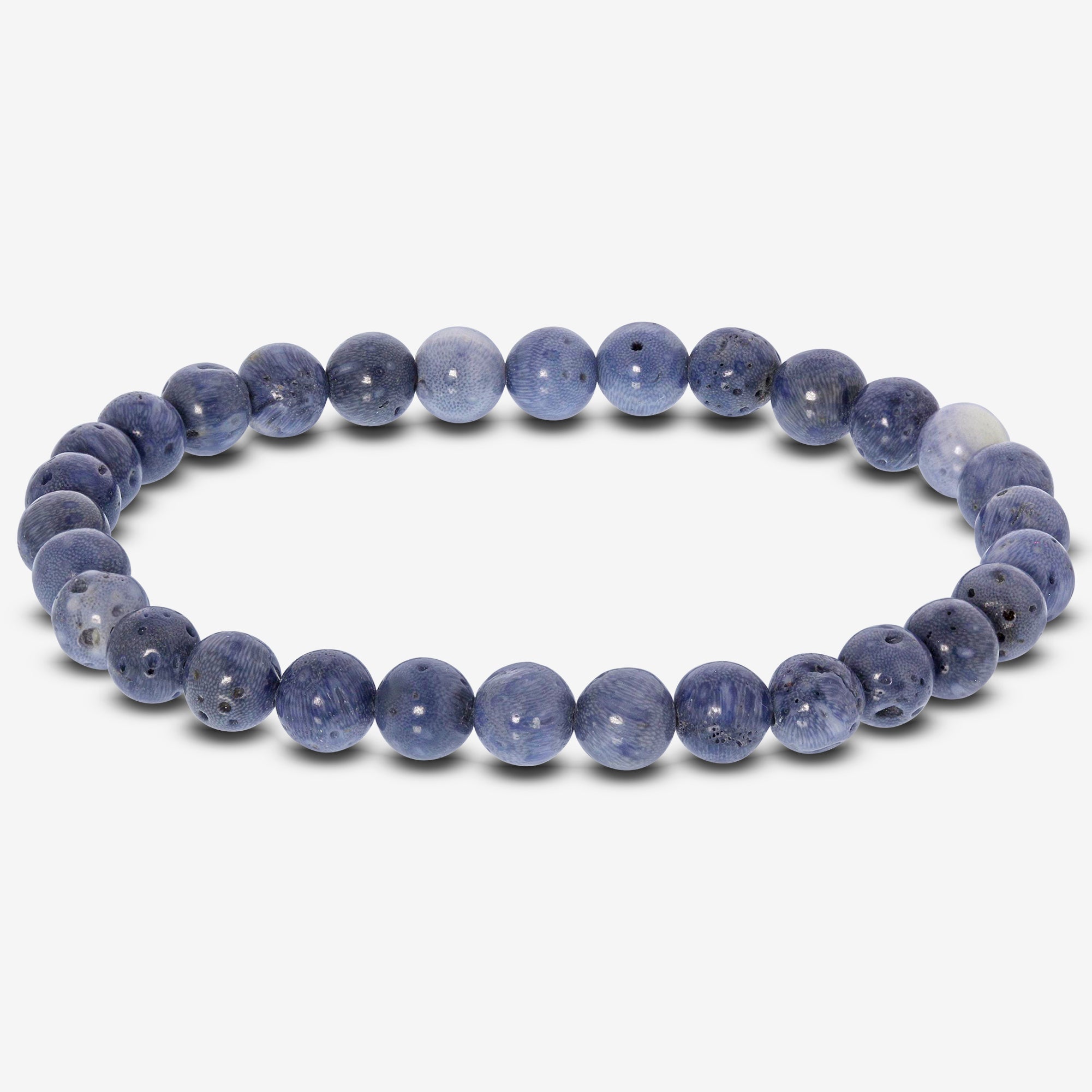 6mm Blue Coral Gemstone Round Bead Stretch Bracelet for Men & Women - Perfect for Yoga, Meditation & Boho Fashion Accessories
