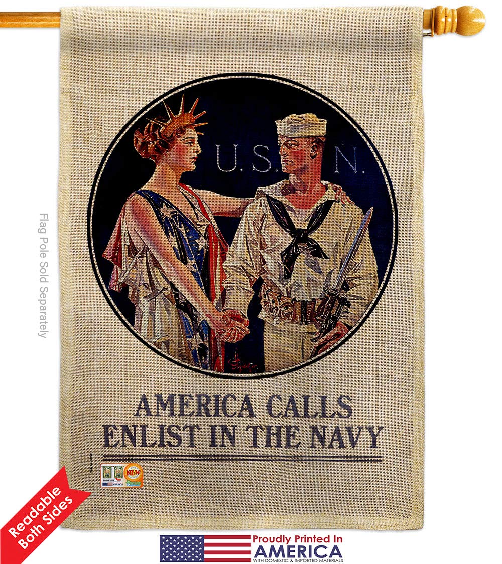 Double-Sided 28x40 Inch US Navy Seabee Burlap Garden House Flag Kit - Patriotic Military Veteran Yard Banner, Made in USA - Perfect for Memorial Day, Veterans Day & Military Home Decor