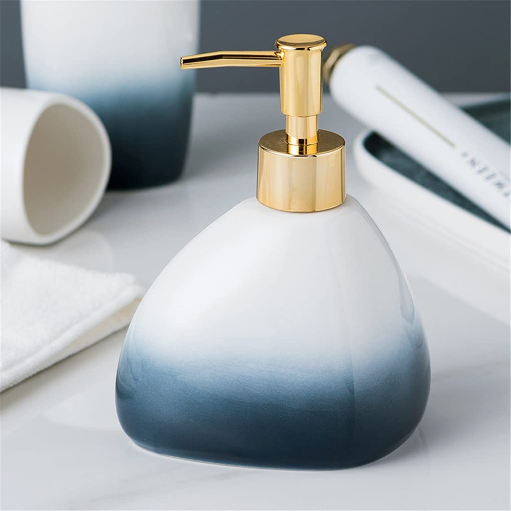 Gradient Gray Ceramic Bathroom Set - 5-Piece Toothbrush Holder & Cups with Tray for Couples | Modern Bathroom Organization & Decor for Master Bath, Guest Bath, Apartment
