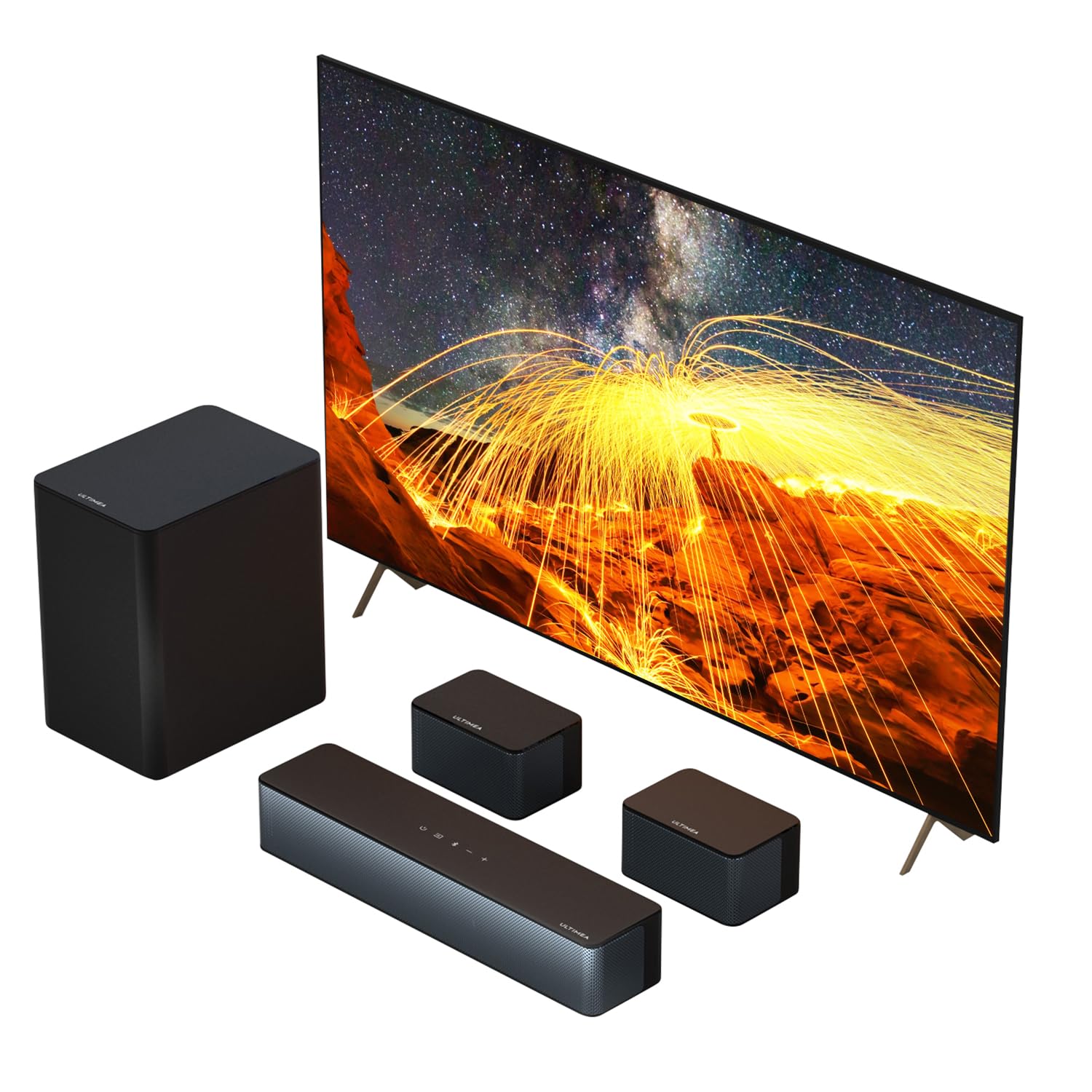 ULTIMEA D50 5.1 Virtual Surround Sound Bar - 320W Powerful Home Theater System with Adjustable Speakers & Wireless Subwoofer | Bluetooth 5.3 Soundbar for Smart TV, Gaming & Movie Nights | Easy Setup, Wall Mountable for Living Room Entertainment