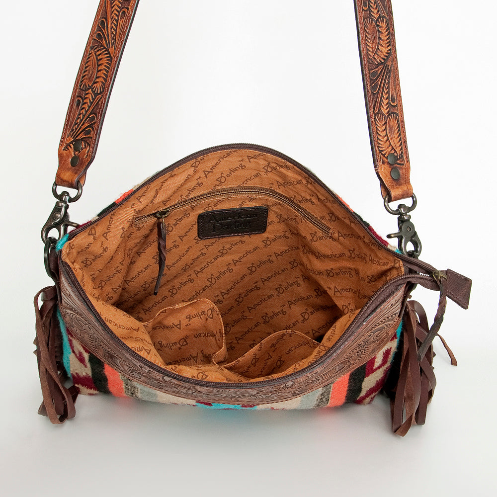 Genuine Leather Western Handbag for Women - American Darling Hand Tooled Saddle Blanket Purse - Perfect for Cowgirl Style, Rodeo Events & Western Fashion Accessories