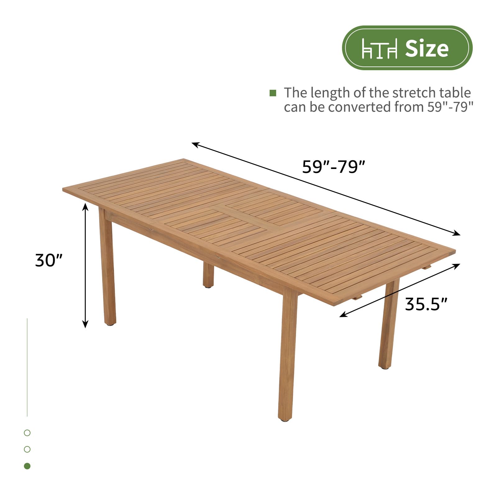 OC Orange-Casual 6-8 Person Extendable Solid Acacia Wood Dining Table (59''-79'') - Indoor/Outdoor Rectangular Table for Kitchen, Patio & Deck - FSC Certified - Perfect for Family Dinners & Outdoor Entertaining