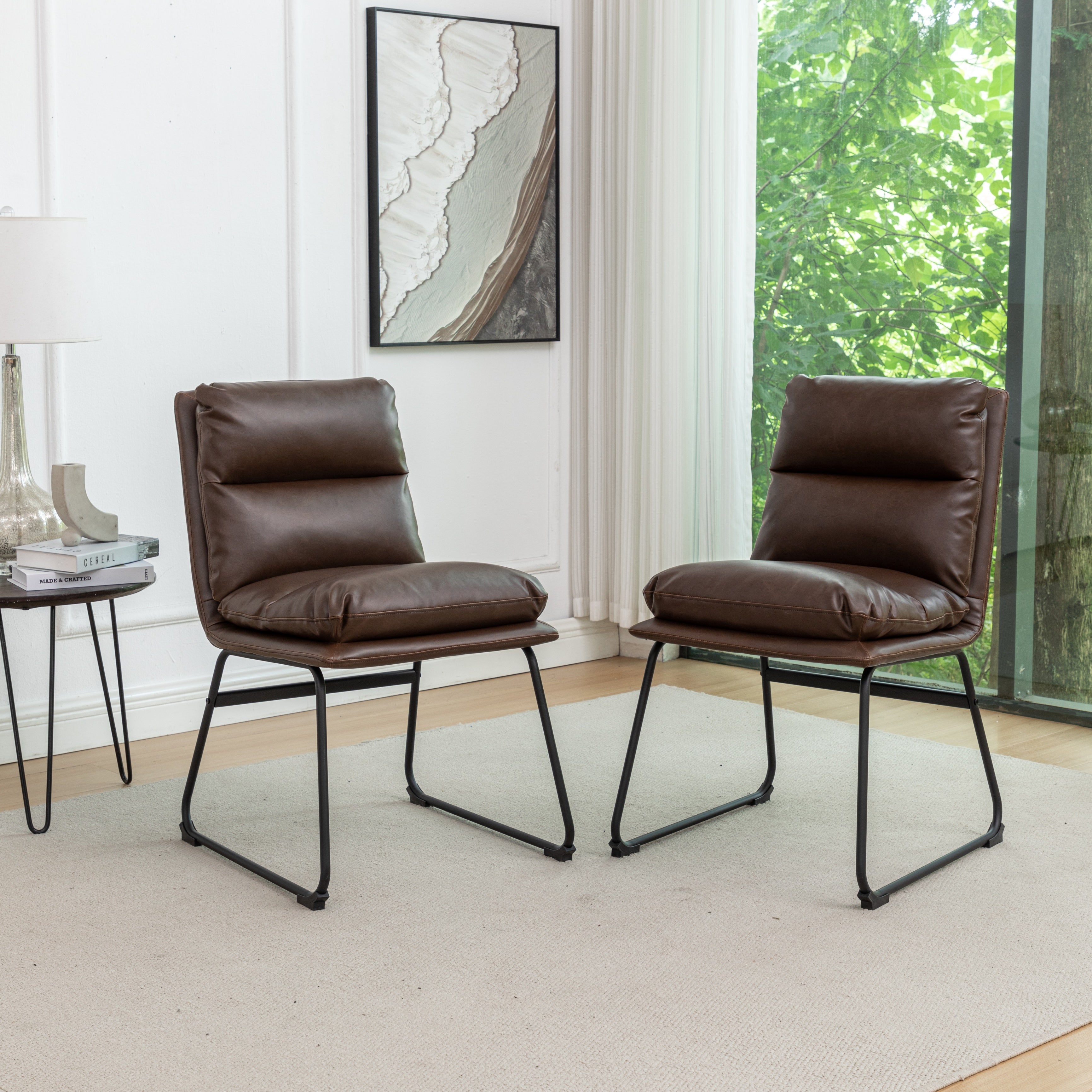 Roundhill Furniture Milos Modern Upholstered Dining Chairs Set of 2 - Comfortable Kitchen & Dining Room Seating for Home & Restaurant Use