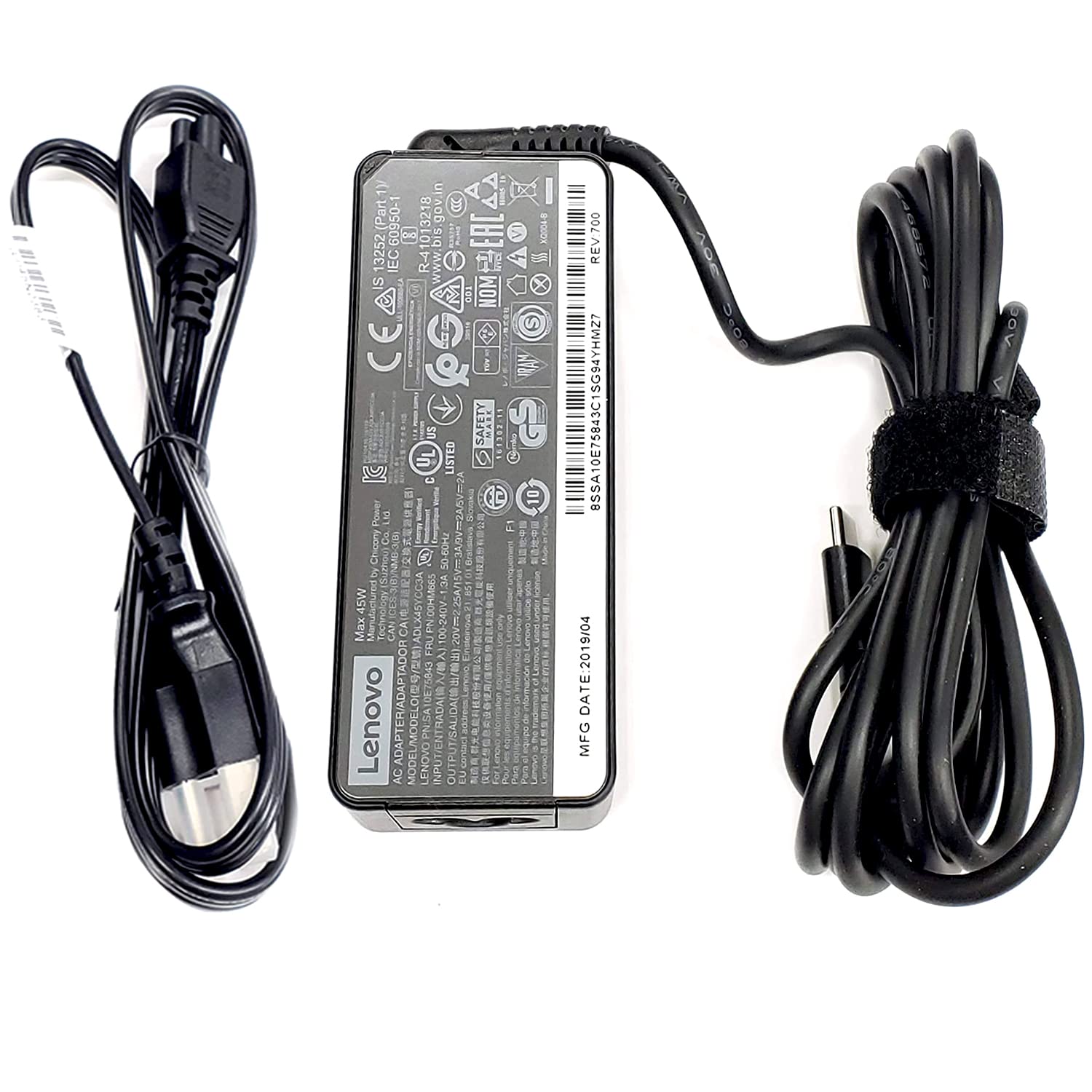 Original Lenovo 45W USB Type-C Laptop Charger AC Adapter for Chromebook C330/300e/100e/500e/N23 Yoga & ThinkPad T480/T480s/T580 - Fast Charging Power Cord for Home, Office & Travel