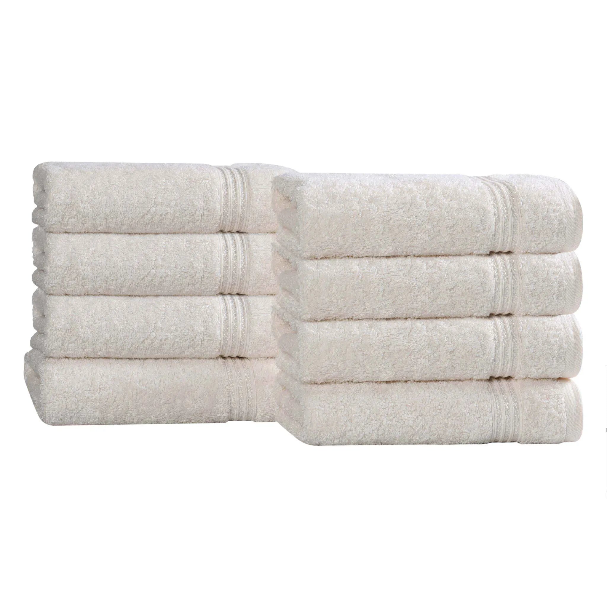 Premium 100% Egyptian Cotton Plush Hand Towels - Ultra Soft & Absorbent Bath Towel Set of 8 for Bathroom, Kitchen & Spa Luxury (24x16 Inches)