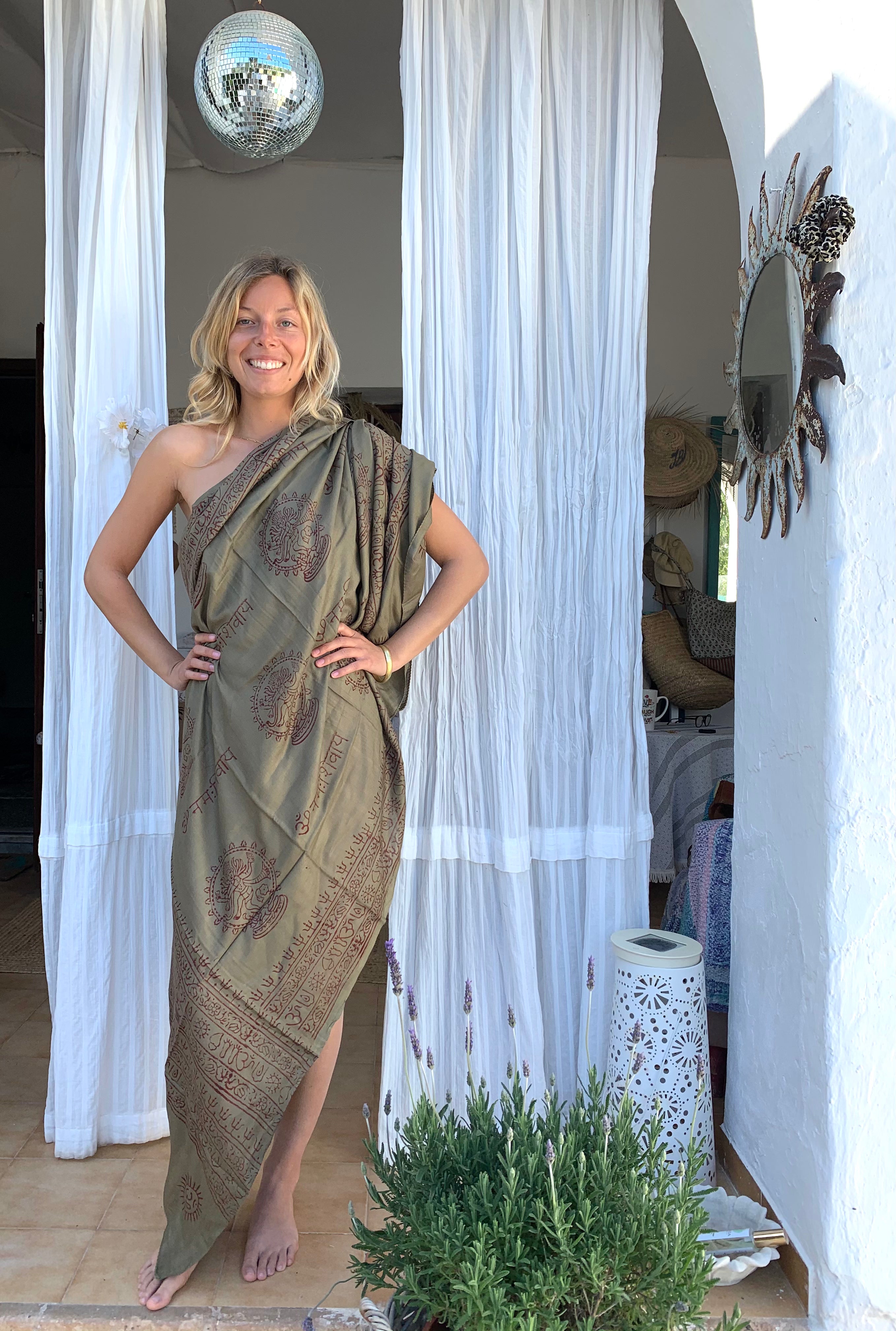 Large Size Om Print Sarong Pareo Shawl - Perfect for Beach, Pool, and Summer Outfits