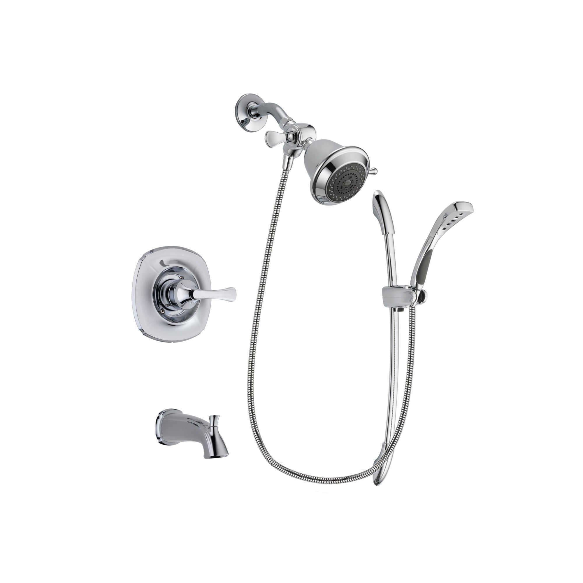 Delta Addison Chrome Finish Tub and Shower Faucet System with Shower Head, Handheld Shower & Slide Bar - Includes Rough-in Valve & Tub Spout DSP0441V - Perfect for Bathroom Renovation & Modern Home Upgrades