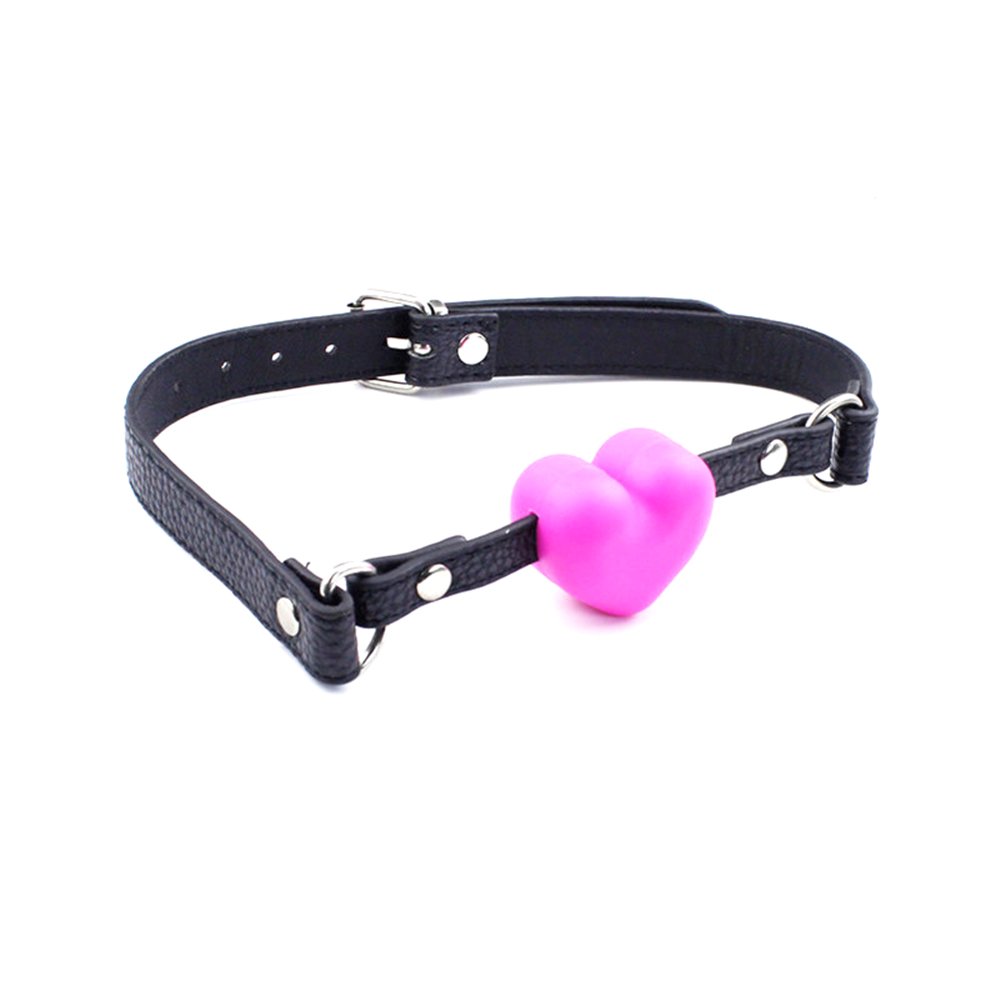 Breathable Silicone Heart Open Locking Mouth Gag with Strap - BDSM Bondage Sex Toy for Beginners, Couples Play & Sensory Exploration