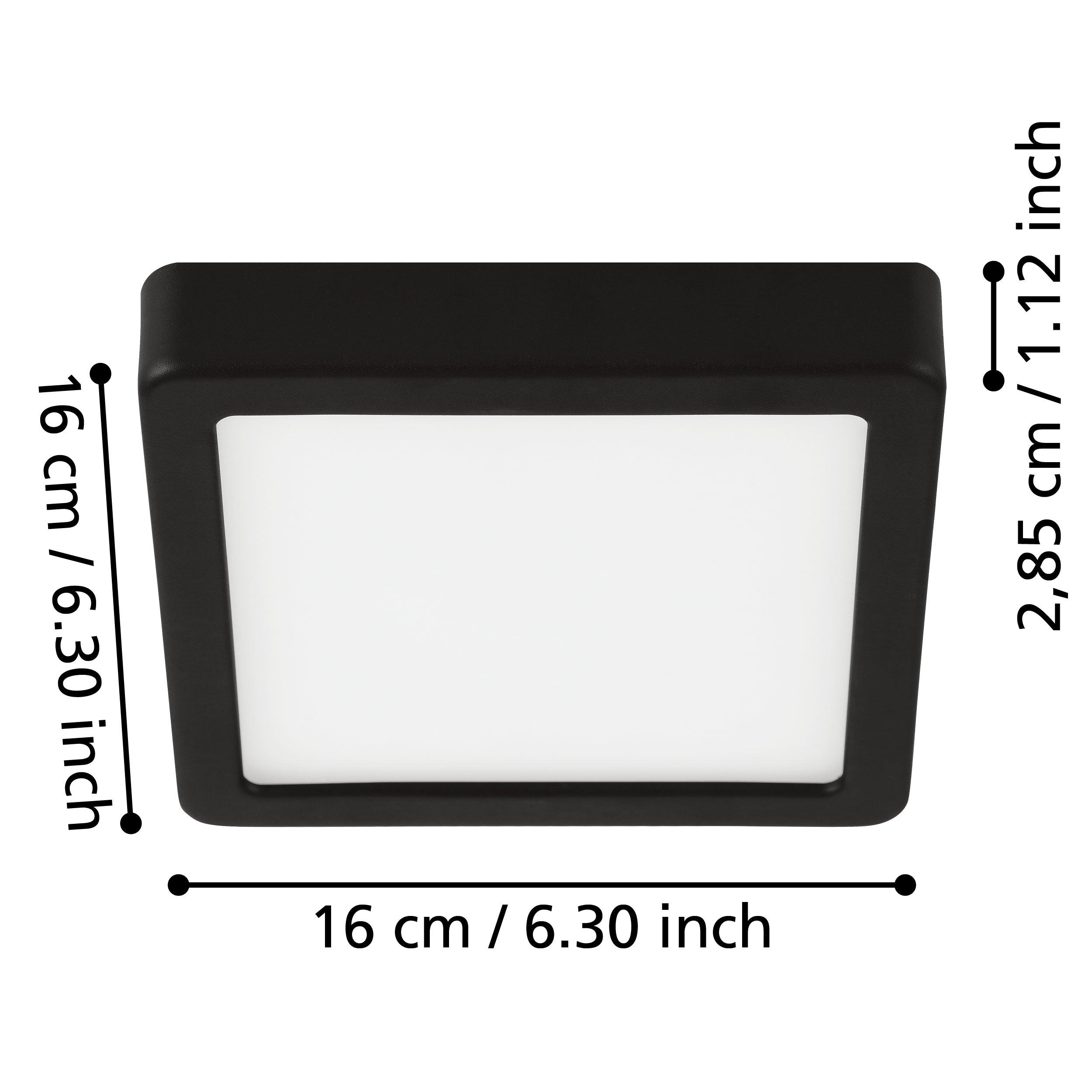Eglo Fueva 5-LED Black Square Flush Mount Ceiling Light IP44 Waterproof - Perfect for Bathroom, Kitchen, Hallway & Indoor Lighting