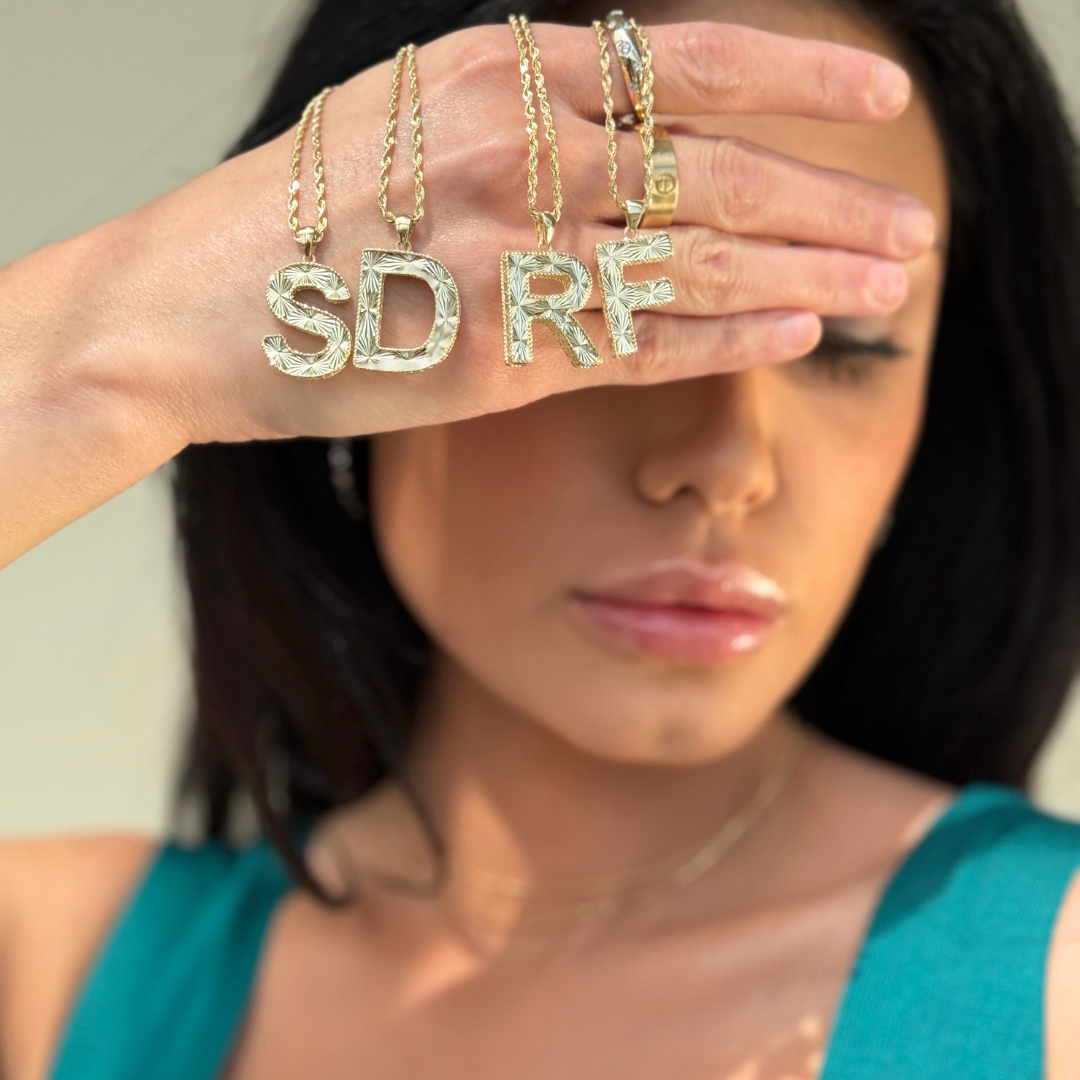 10K Gold Radiant Cut Initial Pendant Necklace - Personalized Name Jewelry for Women, Gift for Her - Perfect for Birthdays, Anniversaries & Special Occasions