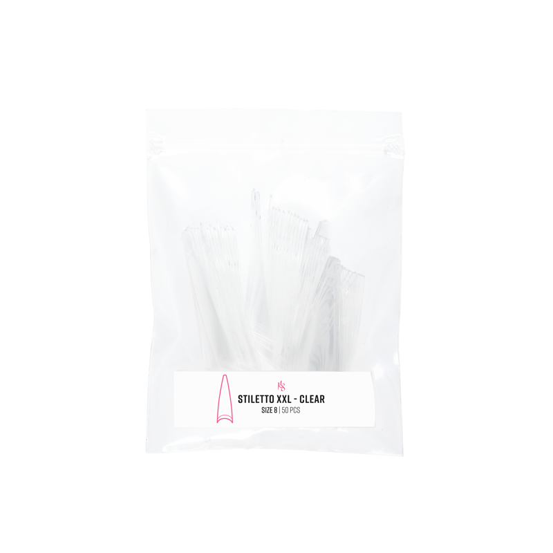 C Curve Refill Bag - Stiletto XXL Clear Nail Tips for Long-Lasting Manicures | Perfect for Salon, Home Use & Special Occasions