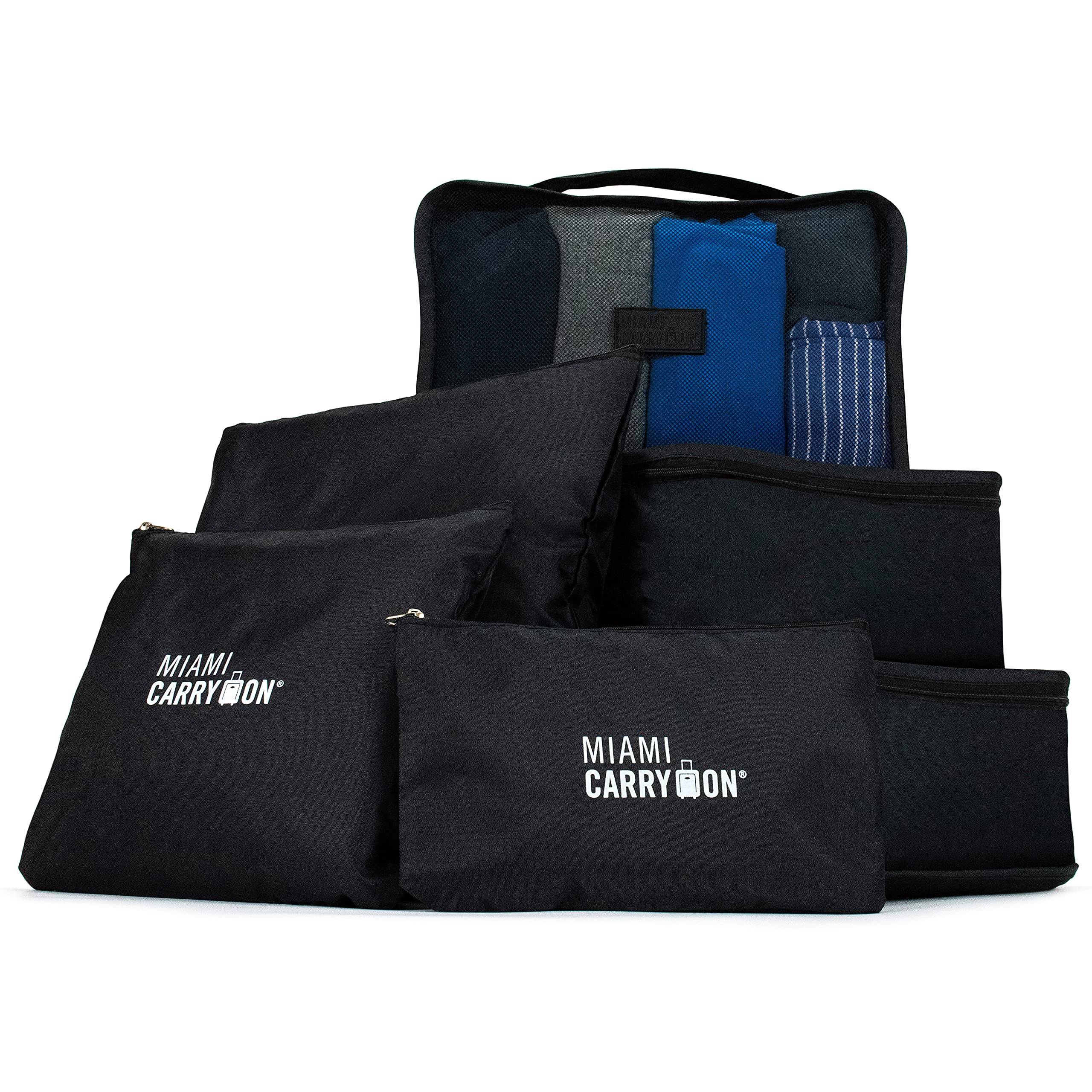 6-Piece Packing Cubes Set for Travel - Black Luggage Organizer for Suitcase & Backpack - Perfect for Business Trips, Vacations & Weekend Getaways