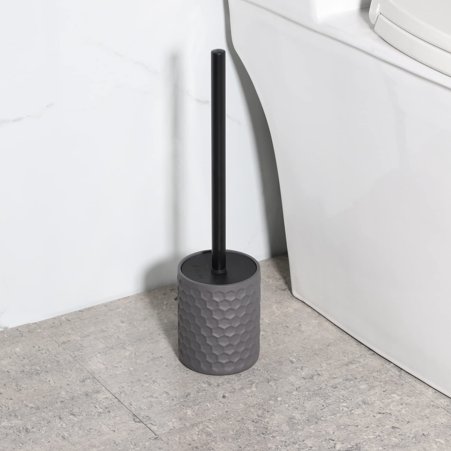 6-Piece Grey Bathroom Accessory Set - Includes Trash Can, Toothbrush Holder, Cup, Soap Dispenser, Soap Dish & Toilet Brush with Holder | Modern Light Gray Bathroom Organization for Home & Apartment