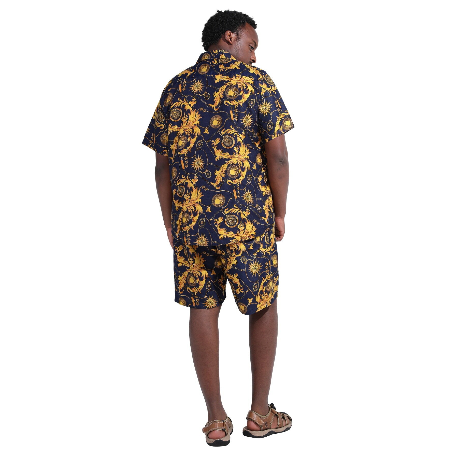 Men's 2-Piece Hawaiian Print Summer Suit - Lightweight Breathable Short Sleeve Shirt & Shorts Set for Beach Vacation, Pool Party and Tropical Getaways