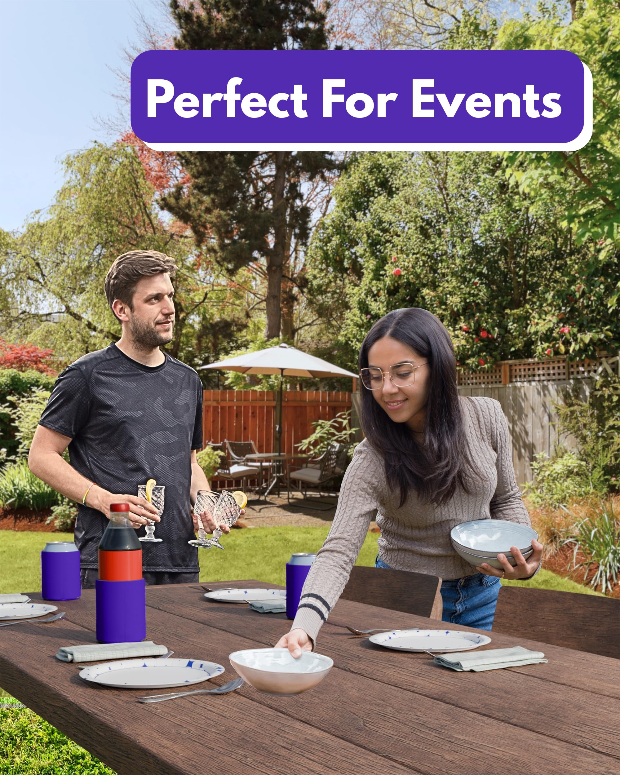 200 Pack Purple Blank Sublimation Can Cooler Sleeves - Insulated Foam Beer & Soda Holder for 12oz & 16oz Cans - Customizable Bulk PartyPrints Drink Sleeves - Perfect for BBQs, Tailgates & Outdoor Events