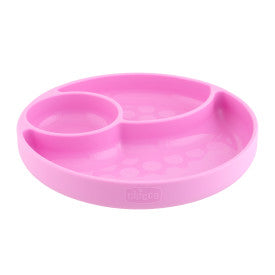 Chicco Easy Menu Silicone Divided Plate for Toddlers - BPA-Free Baby Feeding Dish with Suction Base for High Chair & Travel - Perfect for Mess-Free Meals at Home or On The Go