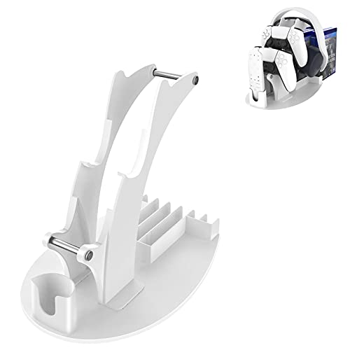 AKNES Universal Game Controller Mount Stand for PS5, PS4, Xbox Series X, Xbox One, Nintendo Switch & Steam PC - White Plastic Headset Holder & Gamepad Organizer - Perfect for Gaming Setup & Accessories Storage