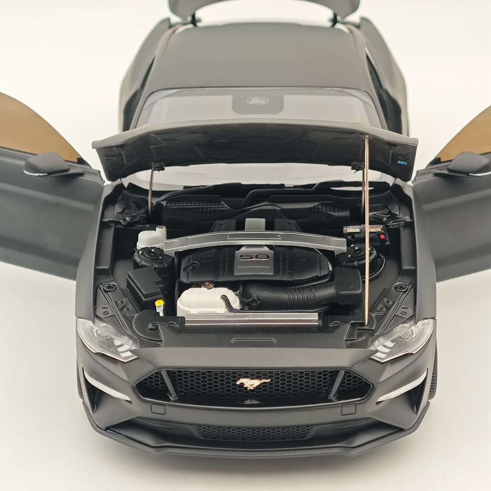 1/18 Scale Diecast Model Car - 2019 Ford Mustang GT Matte Black RHD - Highly Detailed Collectible Miniature for Display & Hobby Enthusiasts | Perfect for Office Decor, Car Shows & Gift Giving