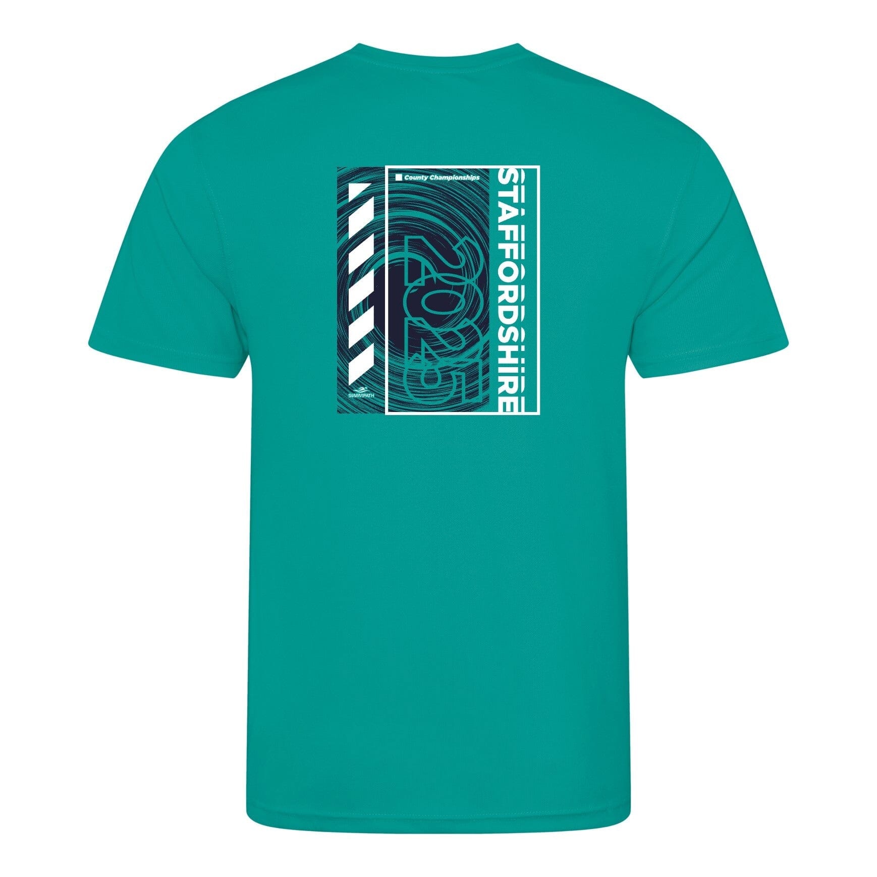 Staffordshire County ASA County Championships 2025 T-Shirt - Turquoise Blue Athletic Tee for Swimming Competitions & Team Spirit