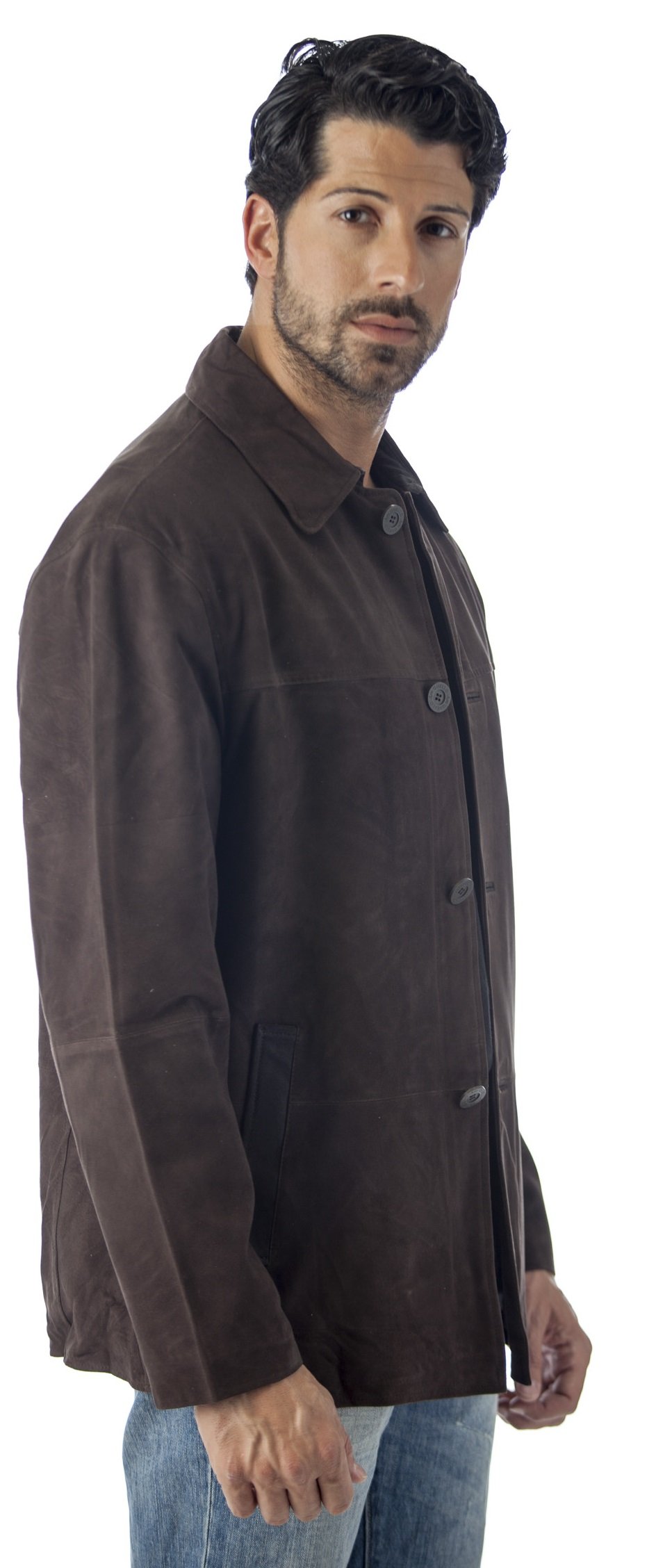 REED Men's Quello 4-Button Waterproof Suede Leather Jacket - Stylish & Durable Outerwear for Casual Wear, Date Nights & Outdoor Adventures