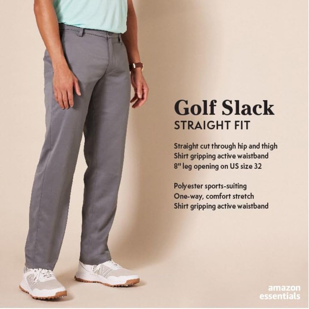 Amazon Essentials Men's Straight-Fit Stretch Golf Pants - Comfortable & Breathable for Golfing, Office & Casual Wear | Moisture-Wicking & Flexible for All-Day Comfort