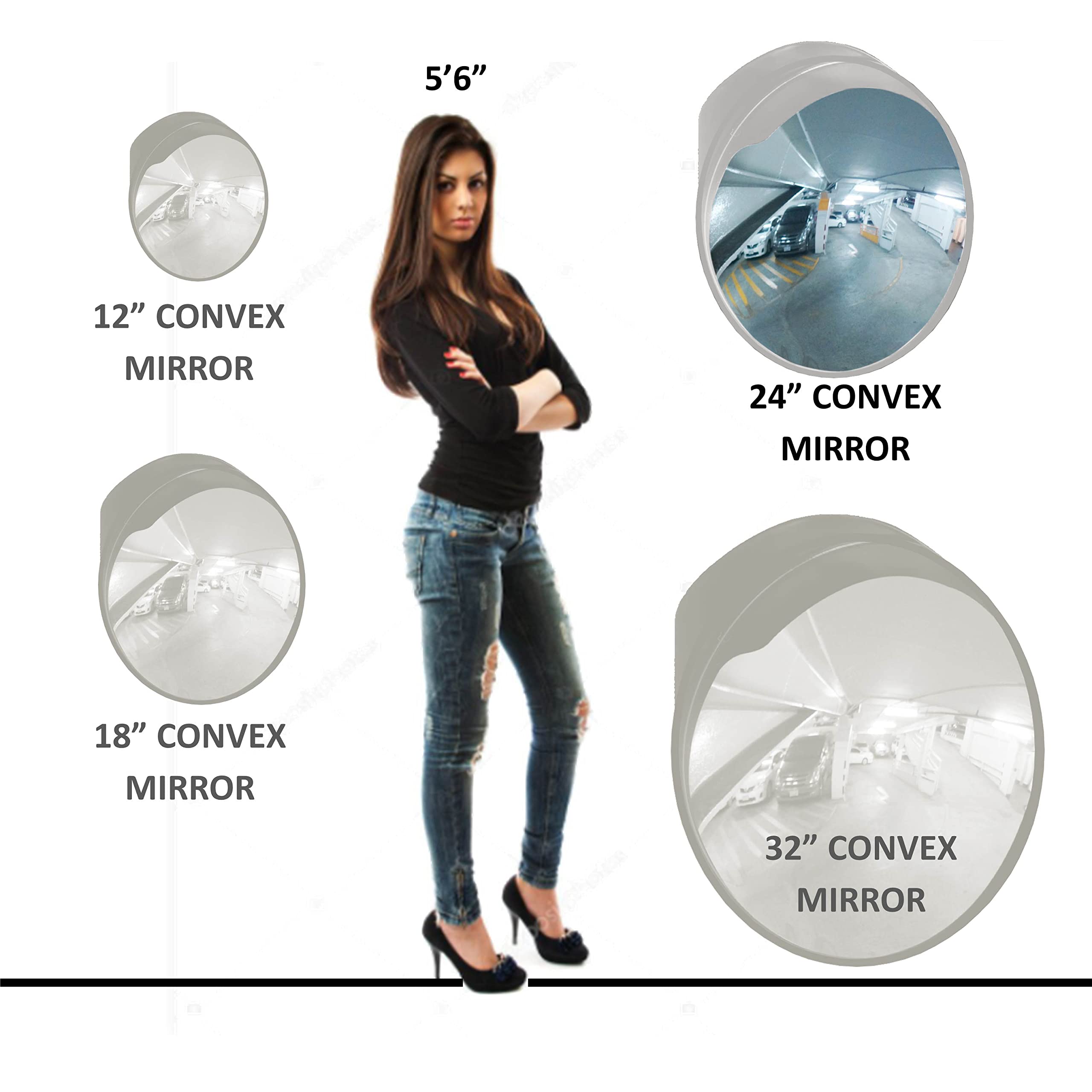 24 Inch Convex Mirror for Traffic Safety - 610mm Wide Angle Security Mirror for Indoor/Outdoor Use - Perfect for Driveways, Parking Lots, Warehouses & Blind Spots