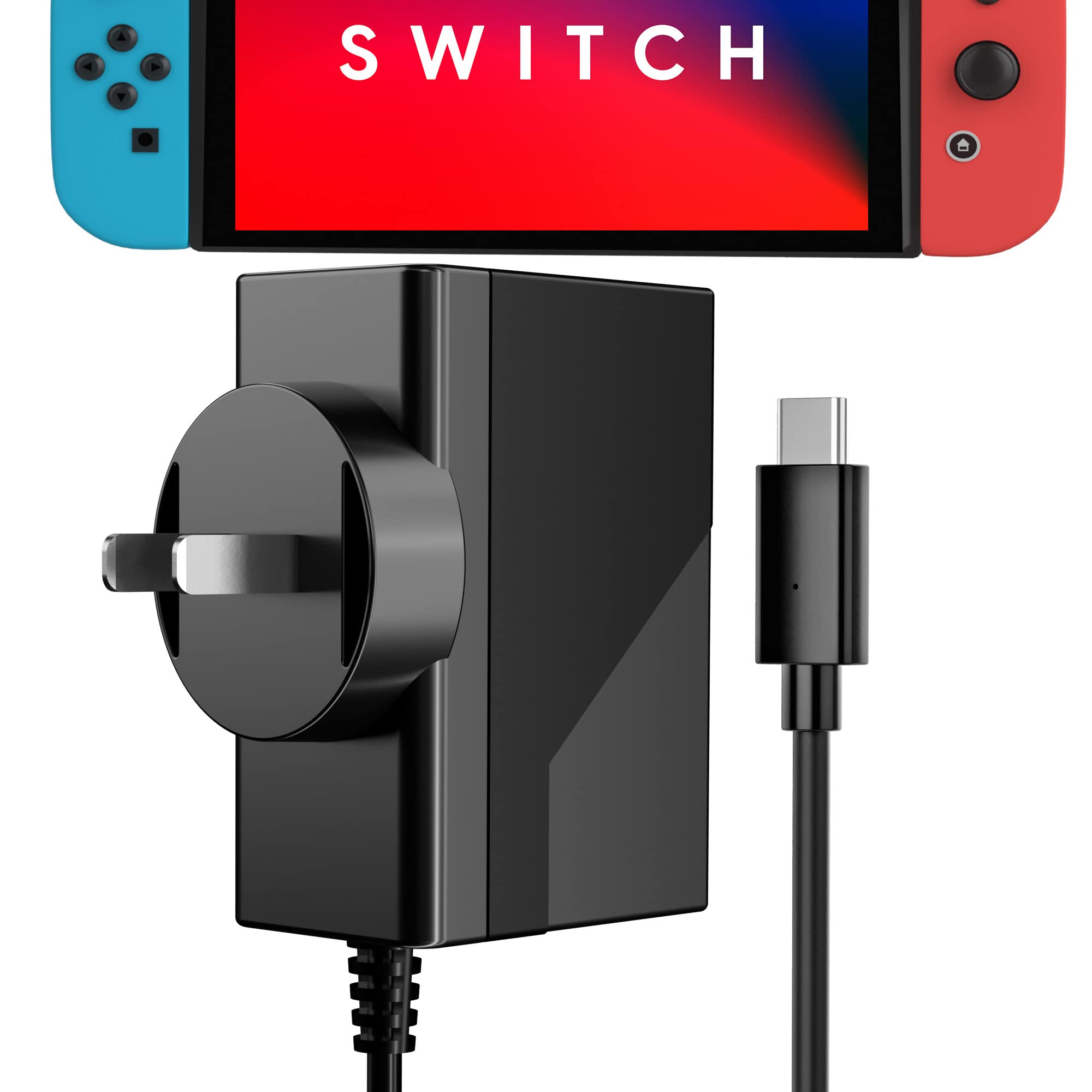 TalkWorks Nintendo Switch AC to USB-C Wall Charger - 5FT Fast Charging Cable for Nintendo Switch, Switch Lite & OLED - Play While Charging - Perfect for Gaming at Home or Travel (Black)