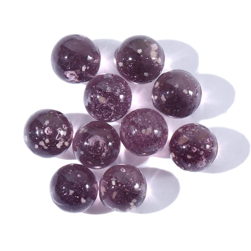 10PCS Glow in The Dark Glass Marbles - Handmade Luminous Glass Balls for Vase Fillers, Marble Games & DIY Crafts - Machine Beads (Purple) - Perfect for Home Decor, Kids Play & Party Favors