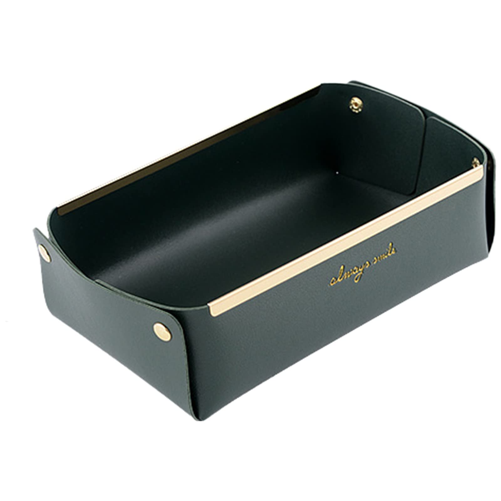 Premium Leather Desktop Storage Box - Foldable Organizer Basket with Handle for Cosmetics, Snacks & Sundries - Christmas Gift & Garment Storage (Green, One Size) - Perfect for Home, Office & Travel Organization
