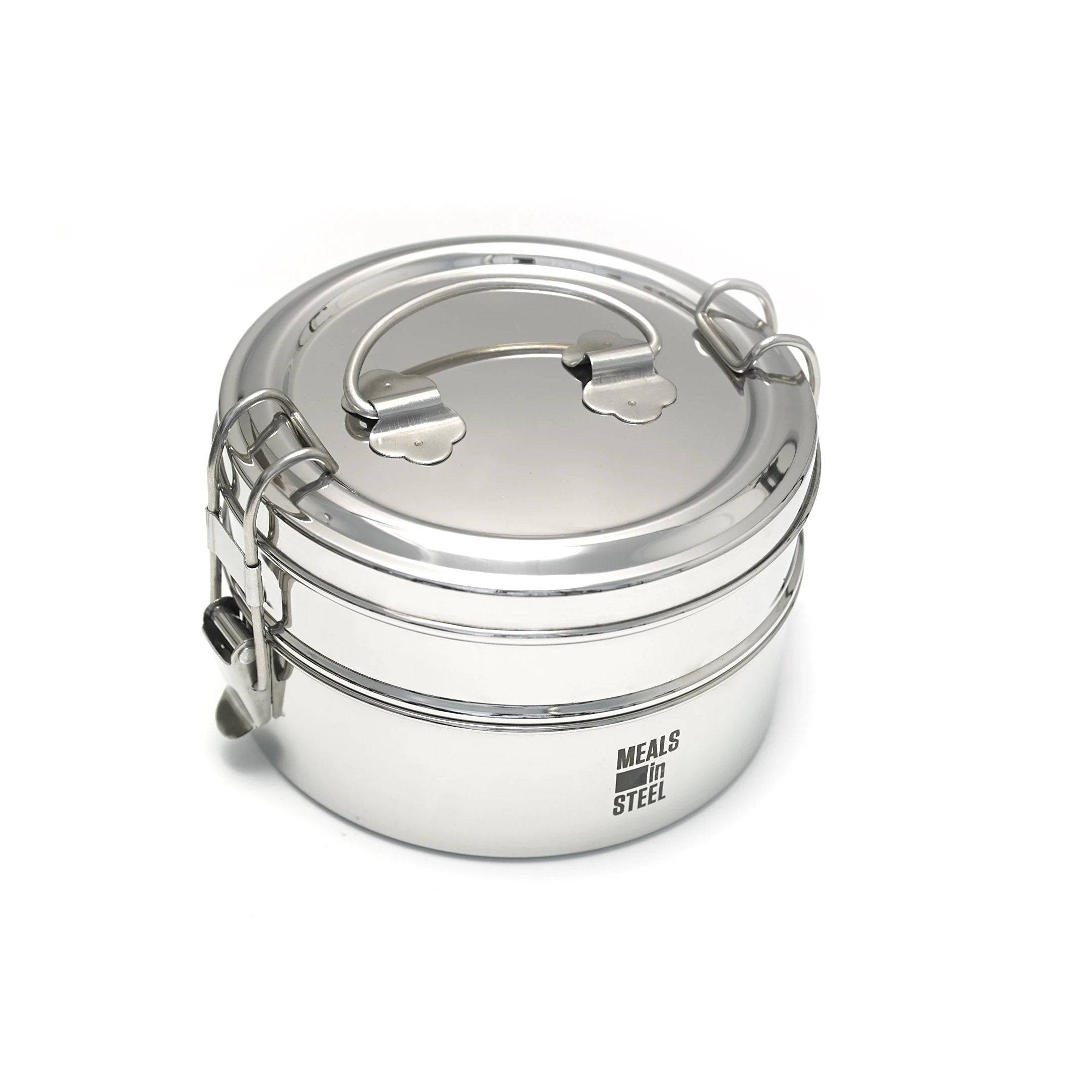 Stainless Steel Double Layer Tiffin Lunch Box - Eco-Friendly & Leak-Proof for Office, School, Picnics & Travel