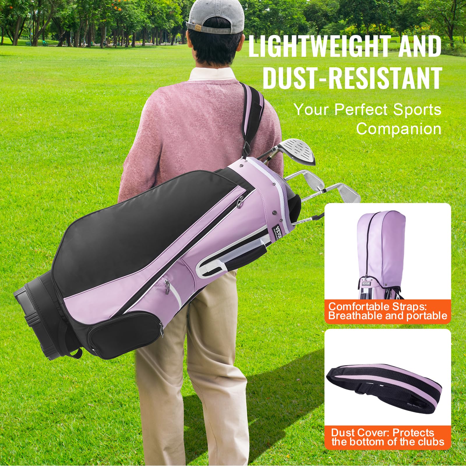VEVOR 14-Way Golf Cart Bag with Stand - Premium Durable Golf Bag with Organizer Divider Top, Handles, Dust Cover & Detachable Dual Strap for Men & Women - Perfect for Golf Courses, Driving Ranges & Tournaments