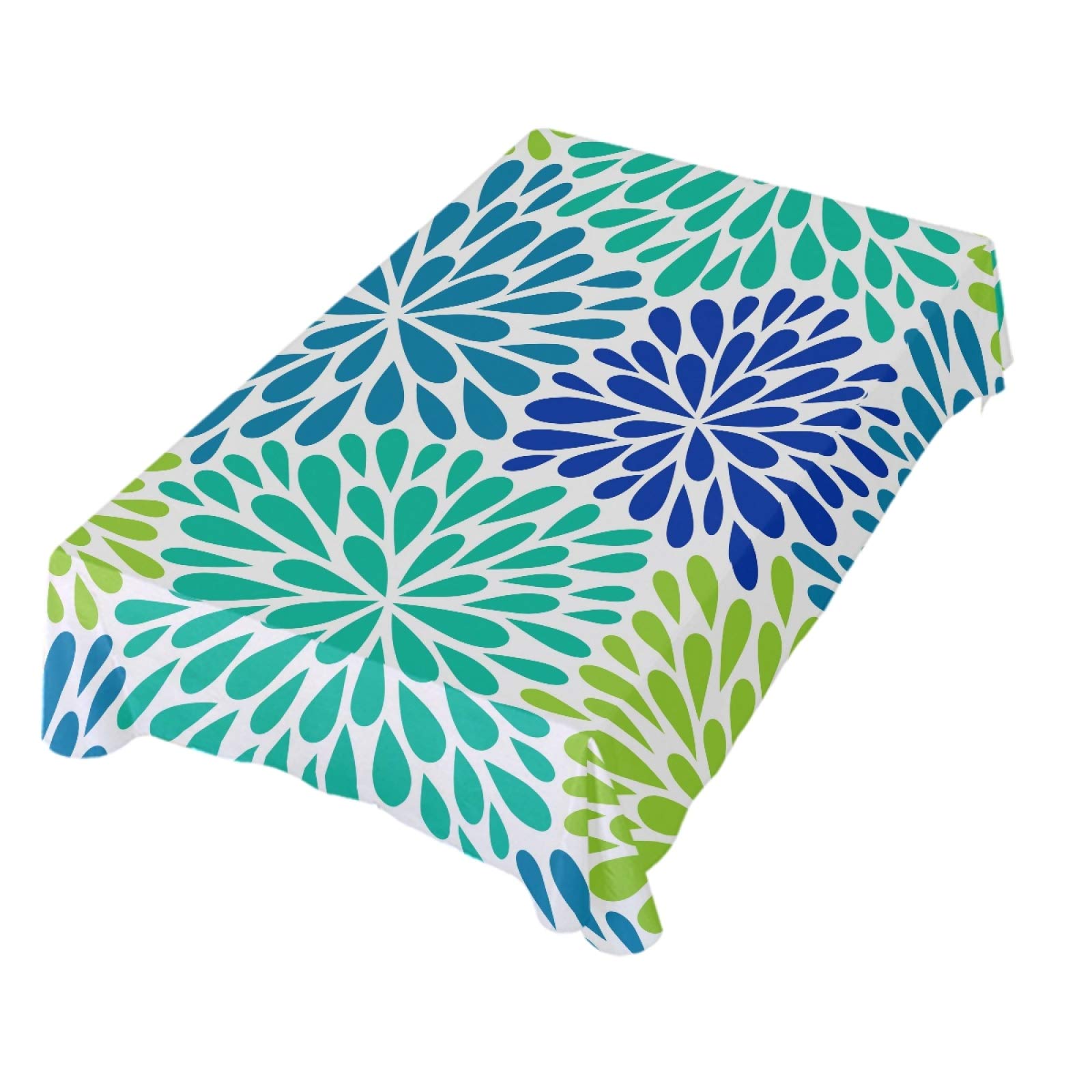 Abstract Dahlia Geometric Floral Polyester Tablecloth - 60 Inch Square Colorful Rectangle Table Cover for Party, Dinner & Home Decor | Perfect for Weddings, Events & Holiday Celebrations