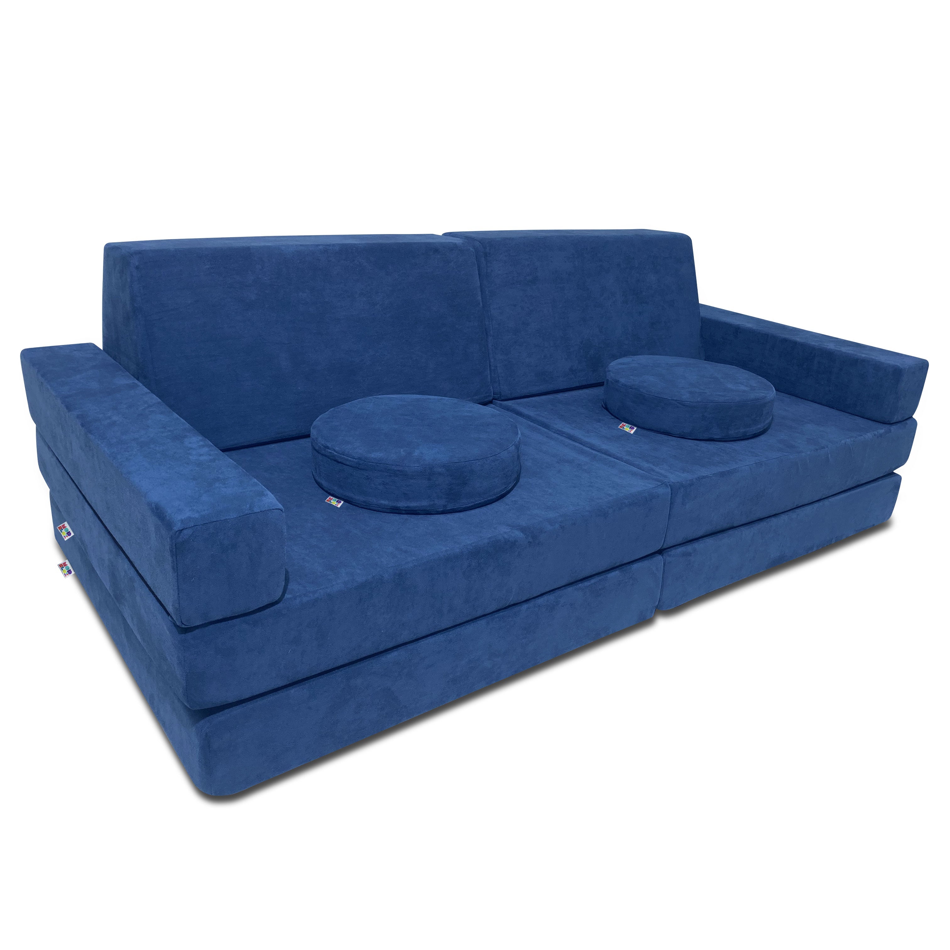 10-Piece Soft Modular Microsuede Foam Kids Play Couch Set - Durable & Washable for Playroom, Bedroom, or Living Room - Perfect for Toddlers & Children's Indoor Playtime, Reading Nook, or Nap Space