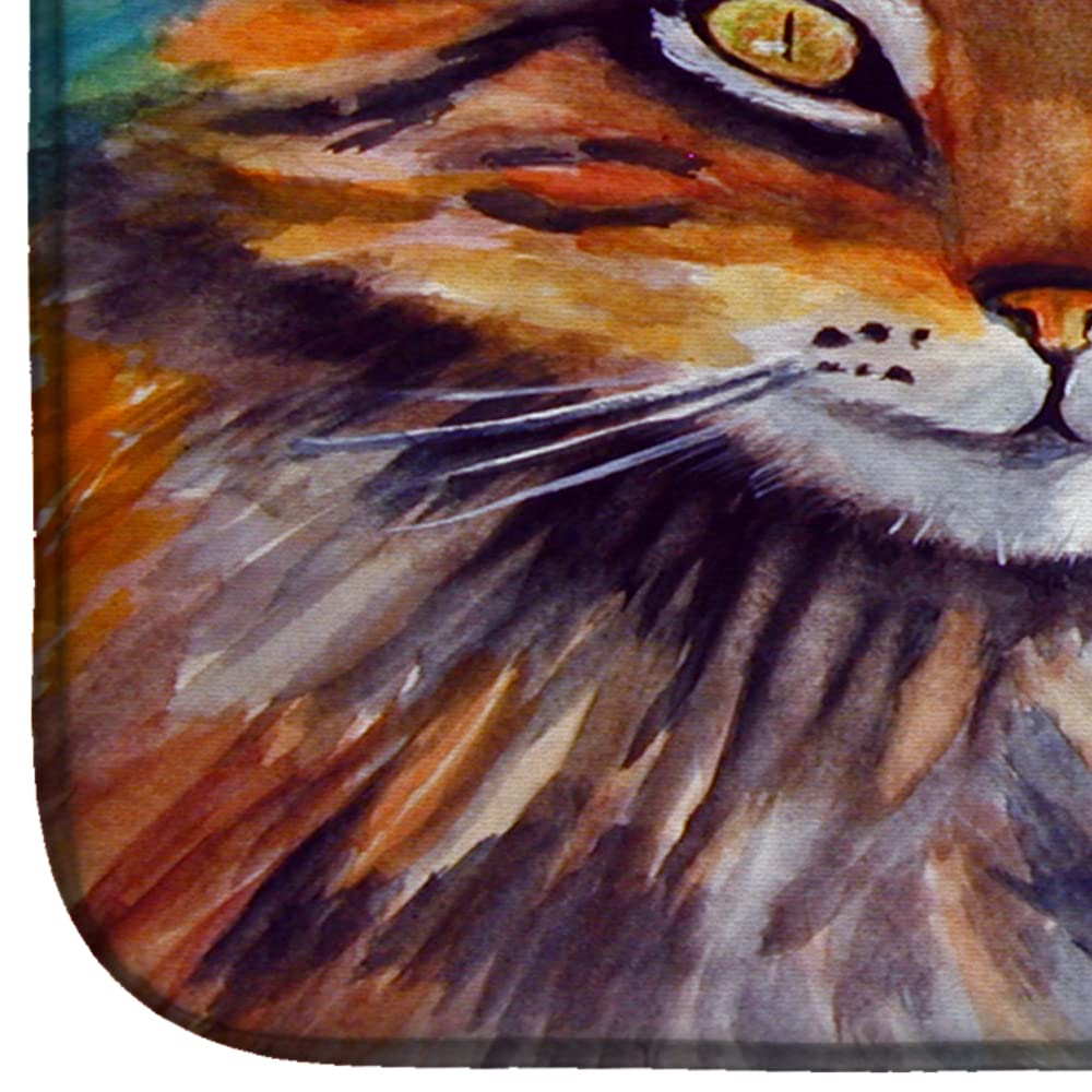 Maine Coon Cat Dish Drying Mat - Absorbent Kitchen Counter Pad for Dishes, 14x21