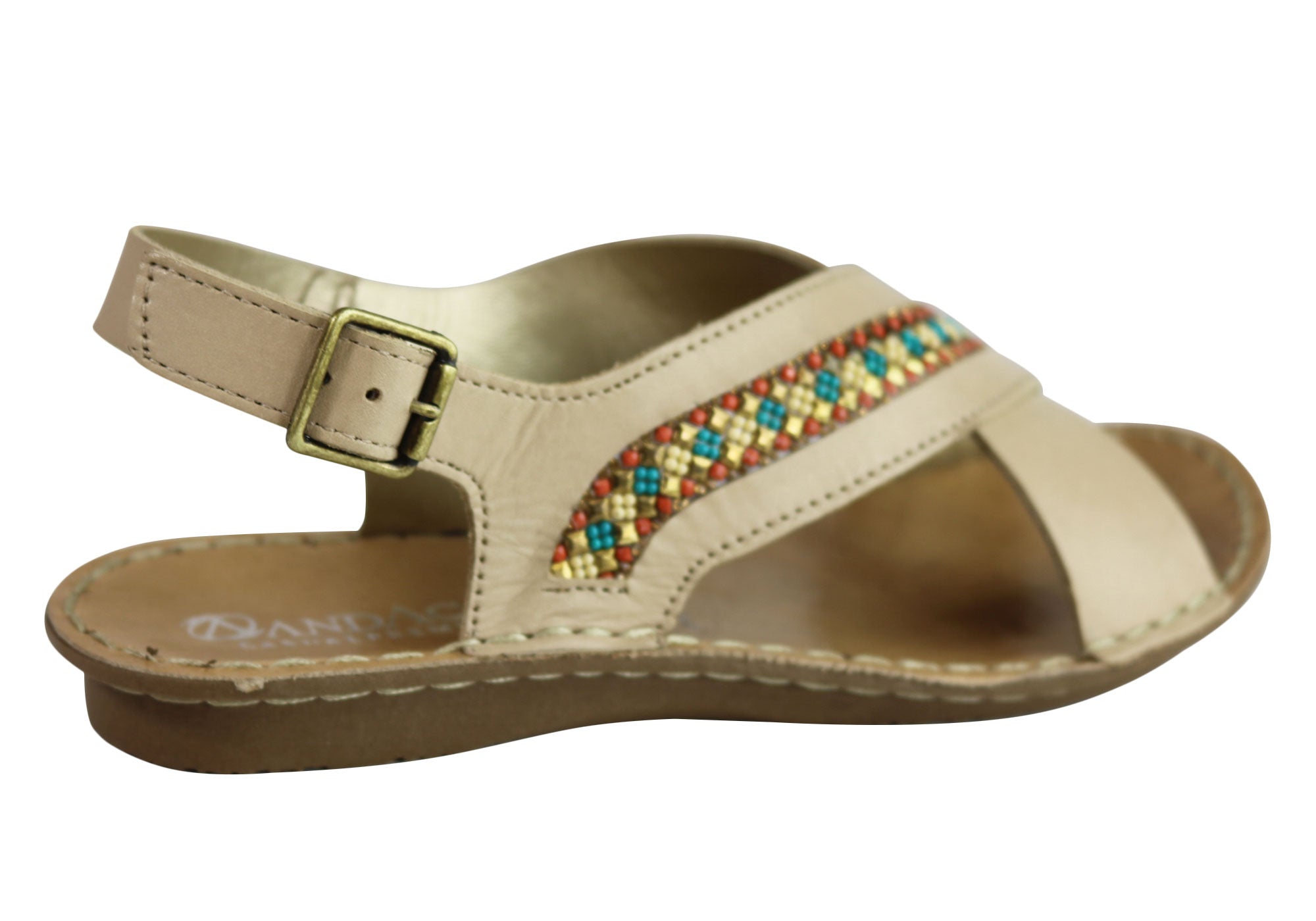 Andacco Veronique Women's Comfort Flat Leather Sandals - Handmade in Brazil - Perfect for Summer, Beach & Casual Outings