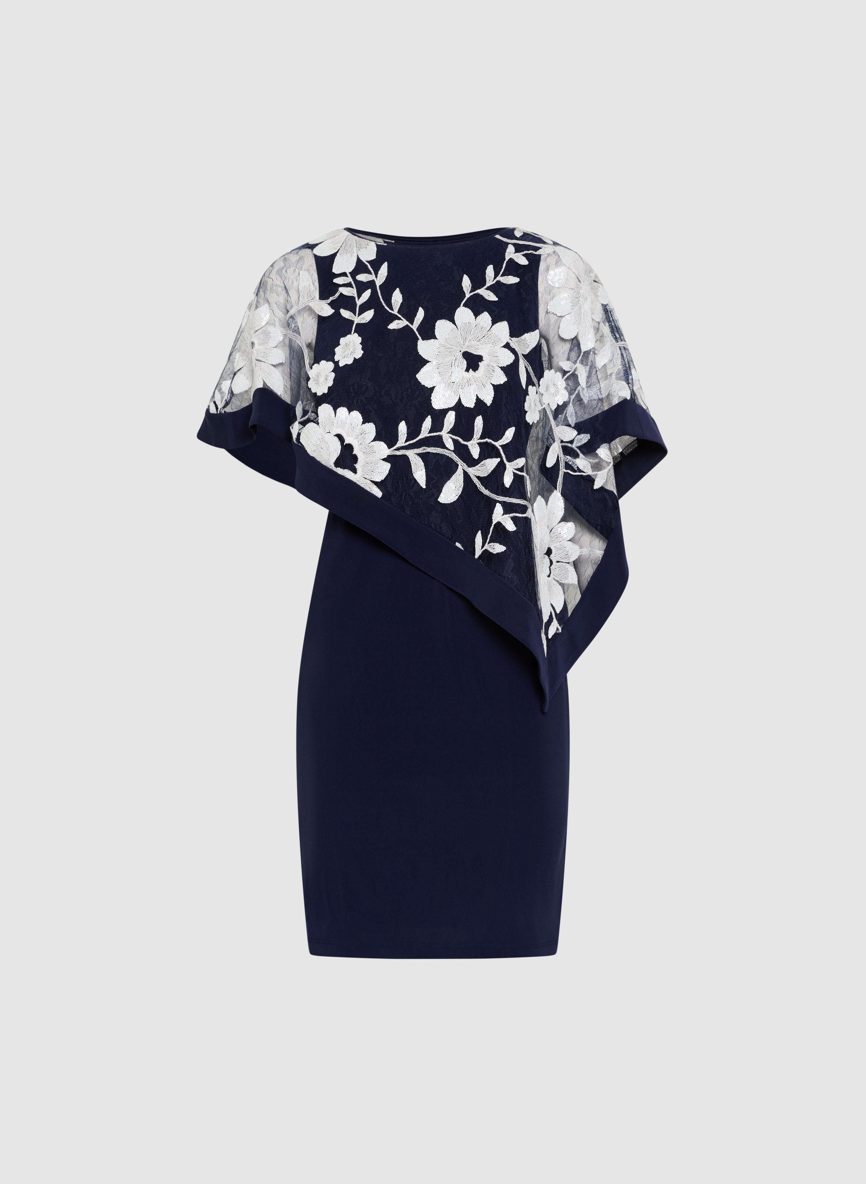 Elegant Floral Capelet Sheath Dress for Women - Perfect for Weddings, Parties & Special Occasions