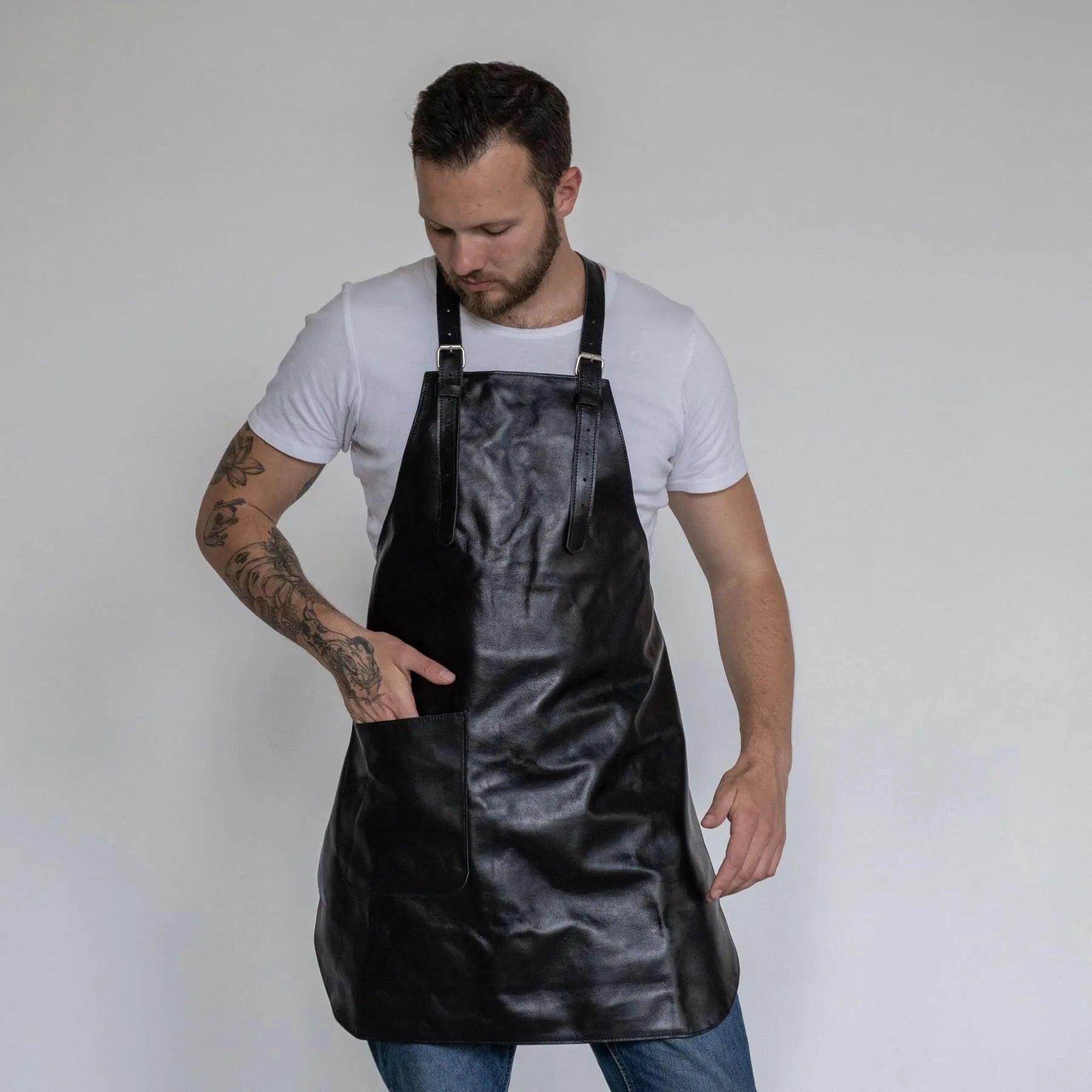 Premium Leather Apron for Men - Heavy Duty BBQ, Grilling & Cooking - Durable & Stylish Workwear for Chefs, Butchers & Craftsmen
