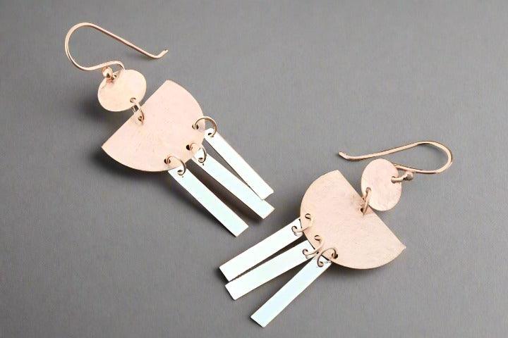 Elegant Atum Chandelier Drop Earrings in Silver & Rose Gold - Perfect for Weddings, Parties, and Evening Events