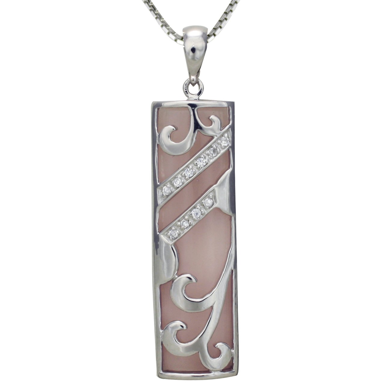 Dragon and Phoenix Silver Pendant Necklace Set with Rose Quartz & Goldstone - Elegant Jewelry Gift for Women, Perfect for Weddings, Anniversaries & Special Occasions