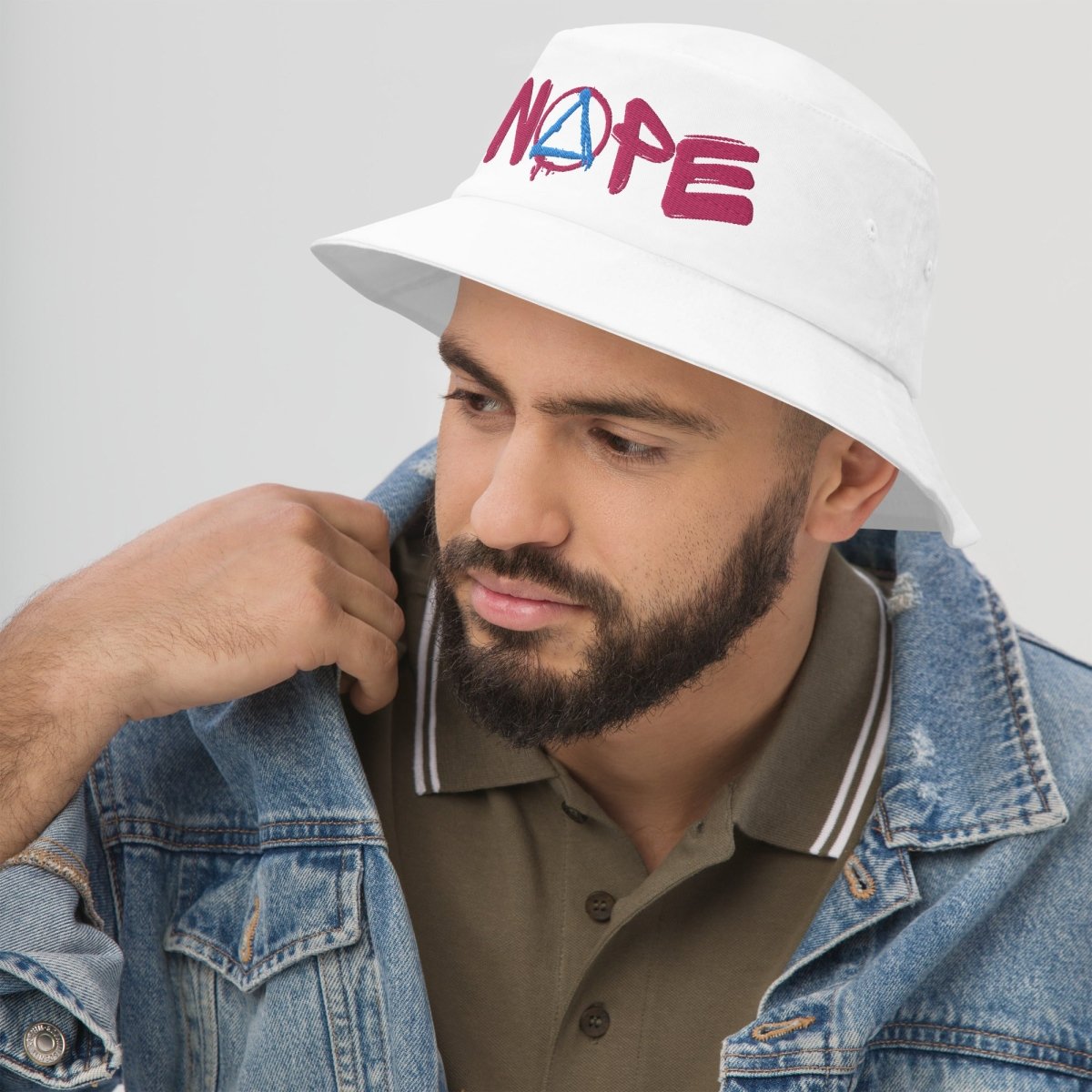 NOPE Embroidered Bucket Hat for Men & Women - Adjustable Sun Hat for Outdoor, Beach, and Summer Activities