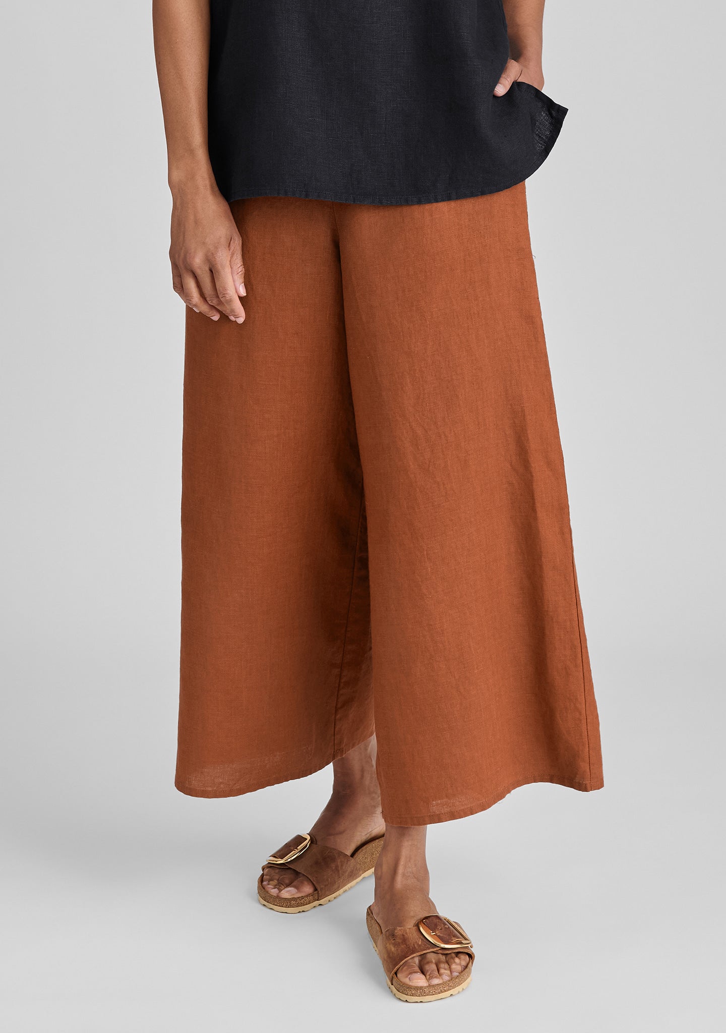 Sociable Flood Wide Leg Linen Pants for Women - Breathable Summer Casual Pants | Beach Vacation, Yoga, Lounge Wear