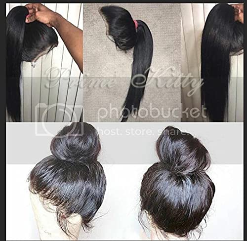 Brazilian Virgin Human Hair Lace Front Wigs - Pre Plucked Bleached Knots 180% Density Silky Straight Glueless Wig with Baby Hair for Black Women | 14 Inch Natural Look for Daily Wear & Special Occasions