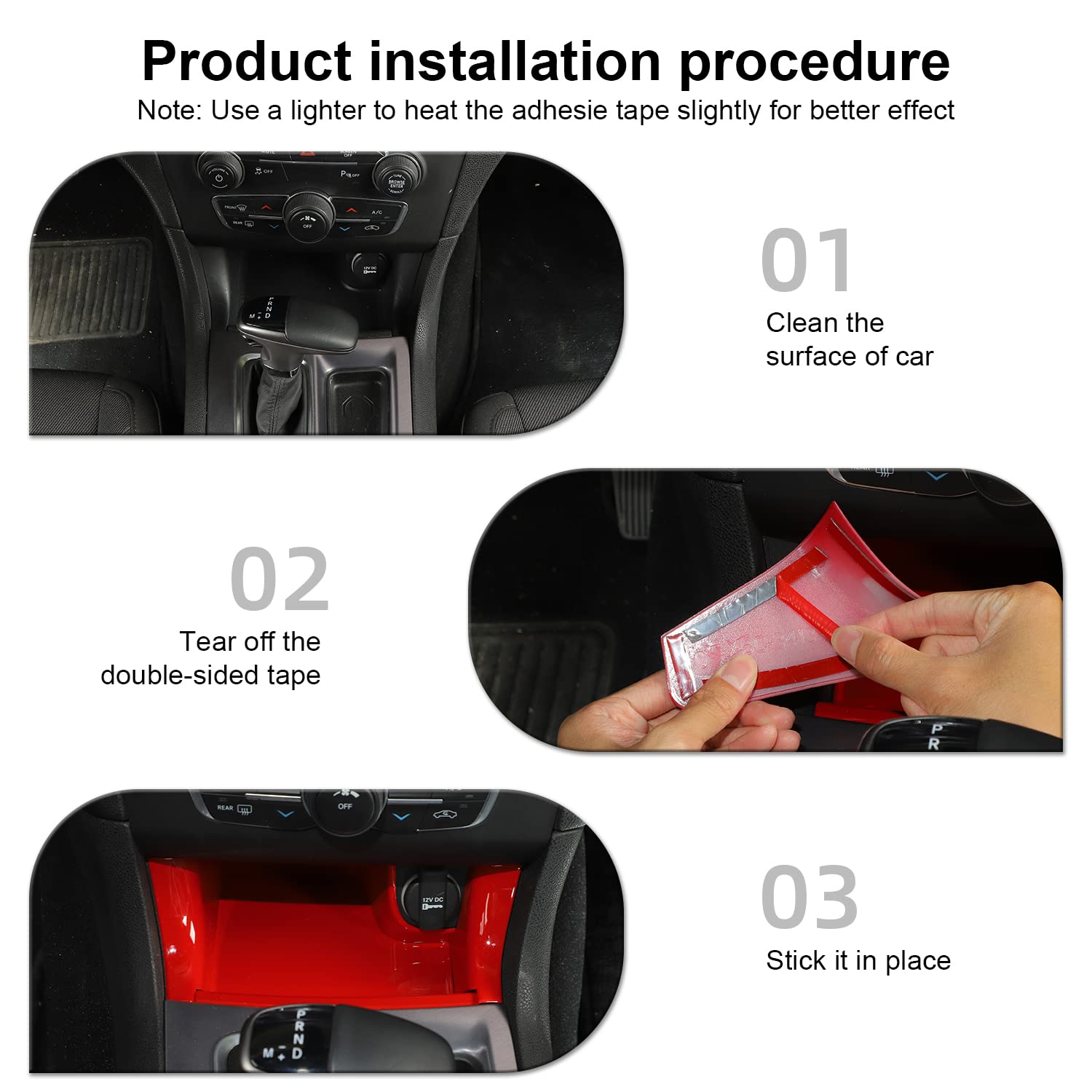 CheroCar Red Interior Trim Panel Cover for 2011-2020 Dodge Charger - Front Storage & Gear Shift Console Accessory - Perfect for Car Organization & Customization