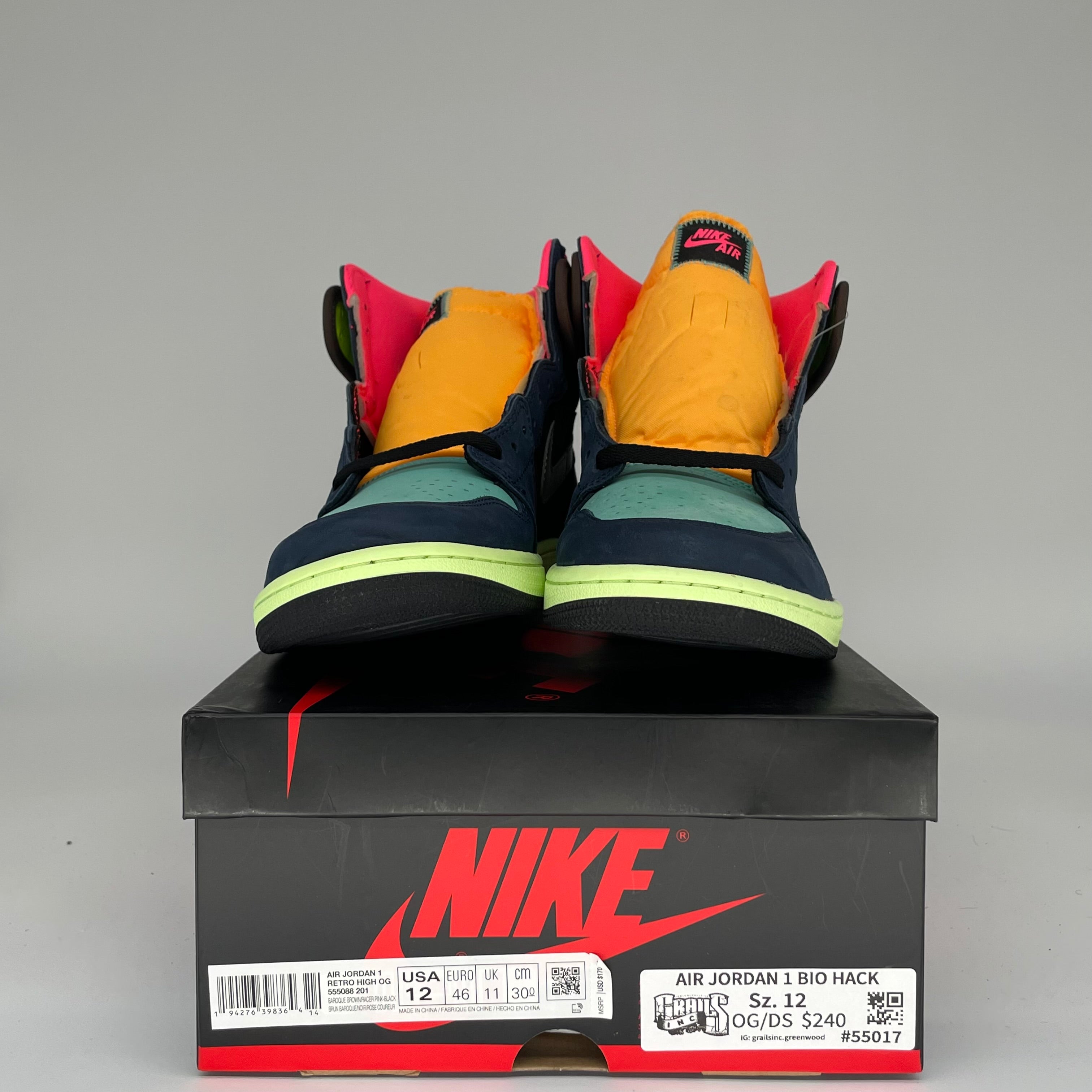 AIR JORDAN 1 BIO HACK Sneakers Men's Size 12 - 555088-201 Retro High OG Basketball Shoes for Streetwear & Casual Outfits