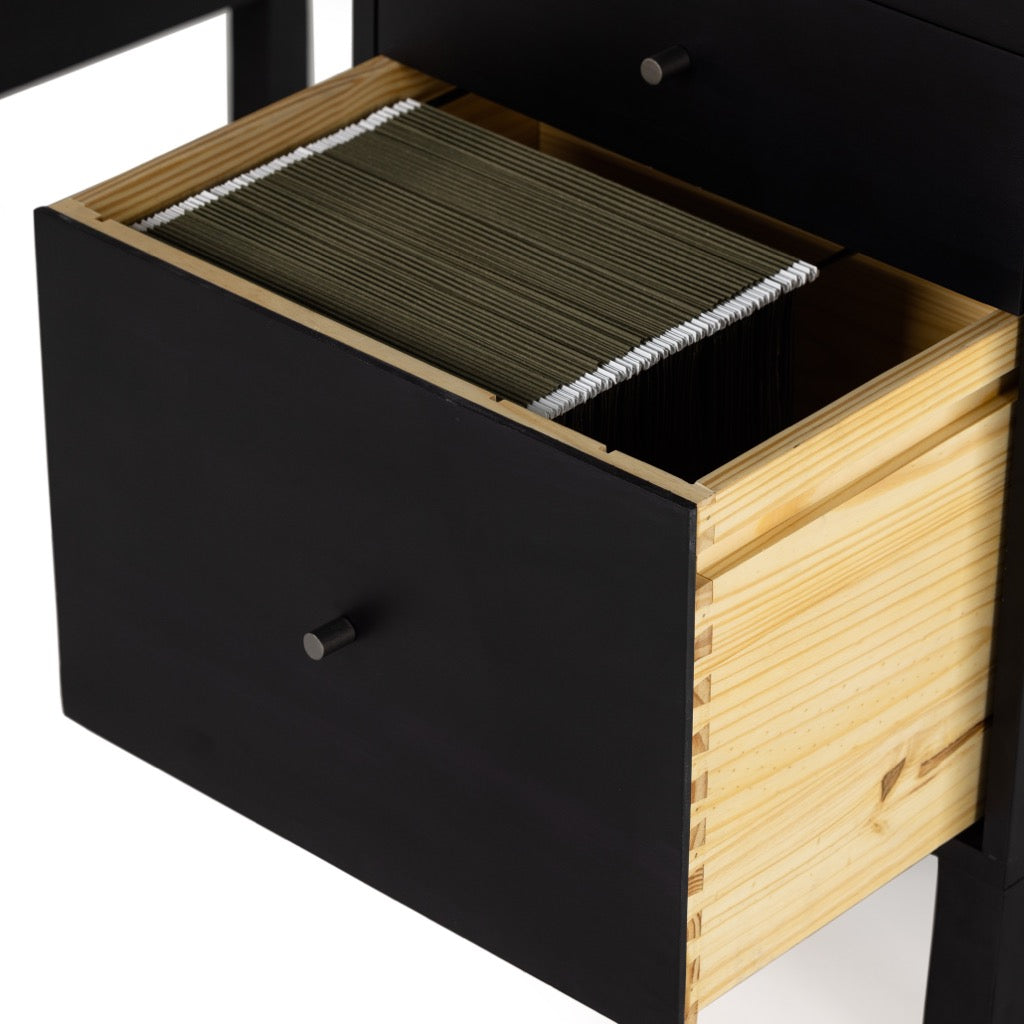 Isador Executive Desk - Black Wash Poplar Wood Office Desk for Home & Business | Modern Workstation for Professionals & Remote Workers
